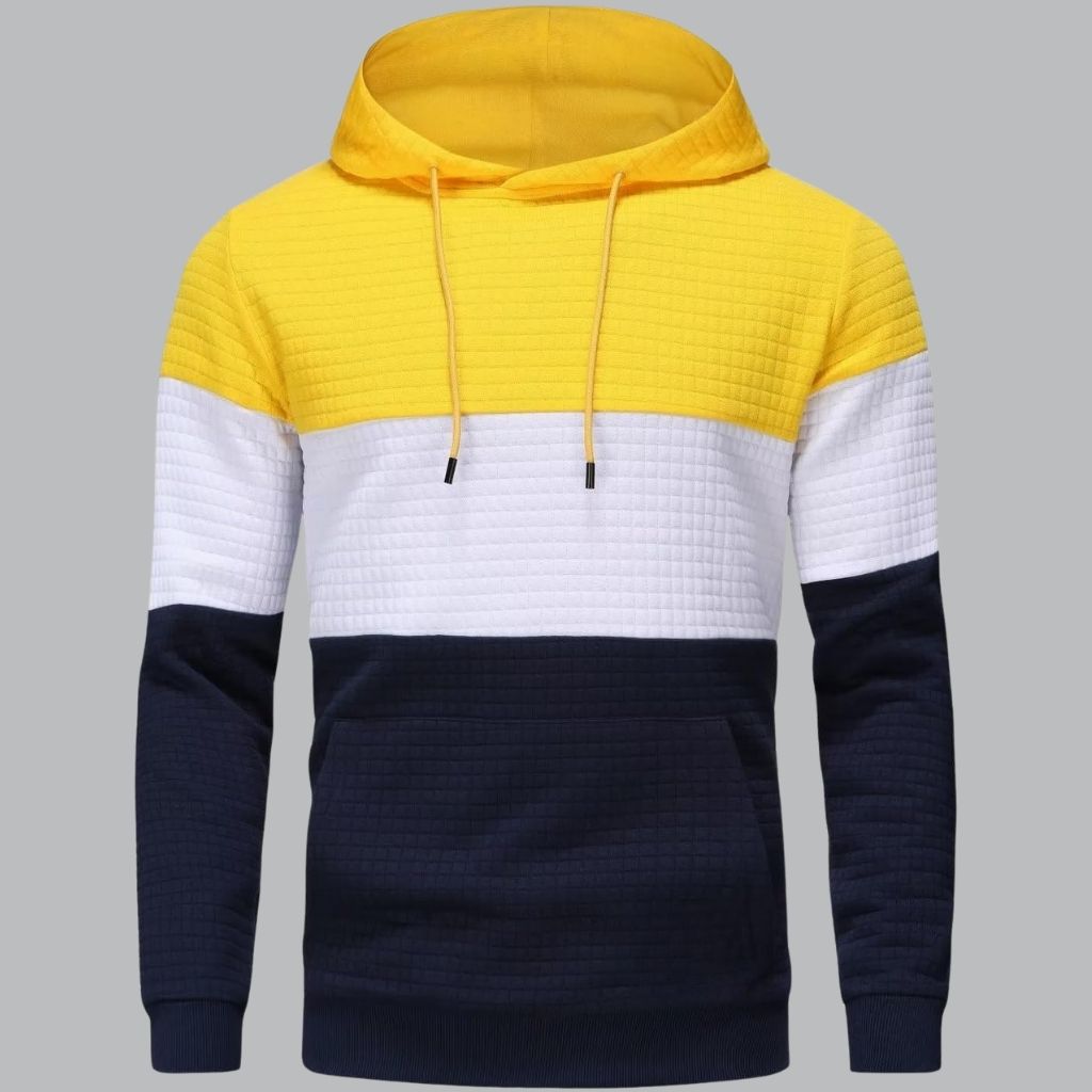 Pullover Plaid Jacquard Long Sleeve Drawstring Hipster Casual Hooded