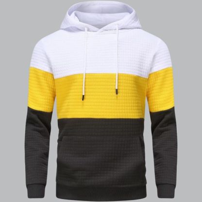 Pullover Plaid Jacquard Long Sleeve Drawstring Hipster Casual Hooded