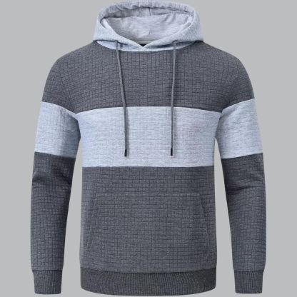 Pullover Plaid Jacquard Long Sleeve Drawstring Hipster Casual Hooded