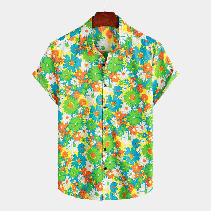 Vintage Vertical Striped Casual Short Sleeve Shirt-Vacay Outfit