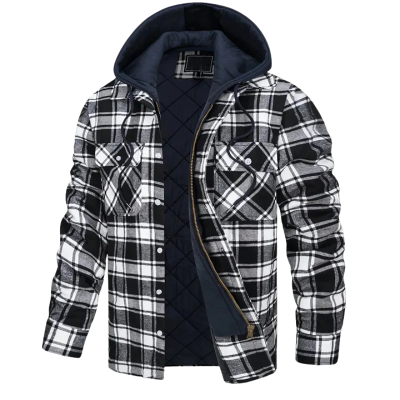 Hooded Quilted Flannel Jacket