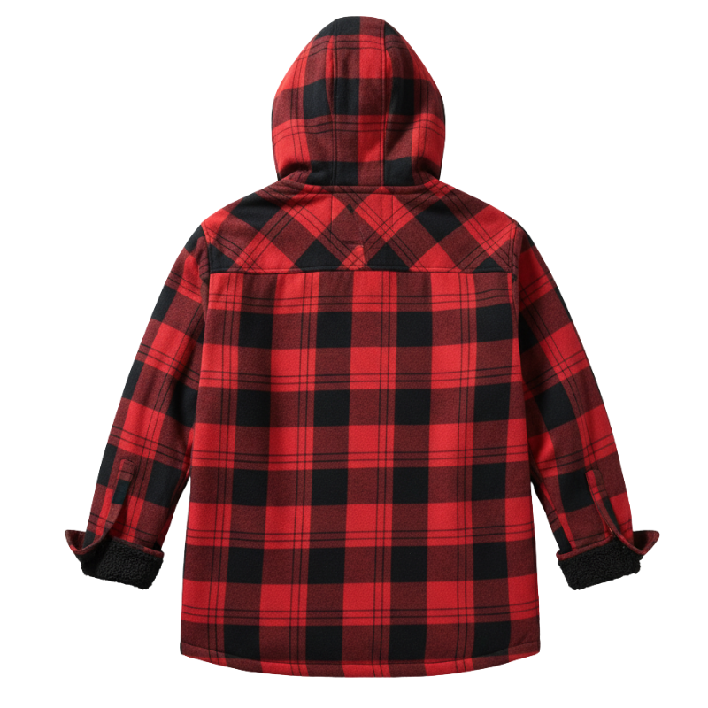 Men Flannel Plaid Jacket Warm Sherpa Lined Fleece Hoodies for Men Zip Up Thick Jackets Winter Coat with Pocket