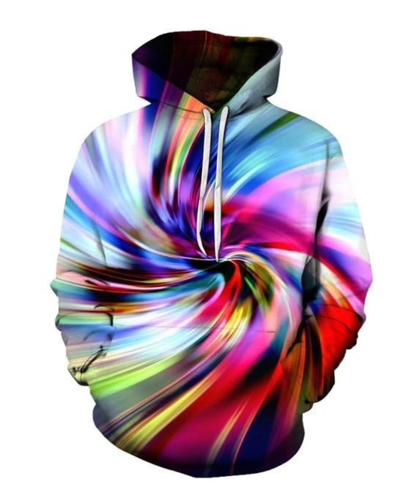 Rainbow Digital Swirl Hoodie-Vacay Outfit