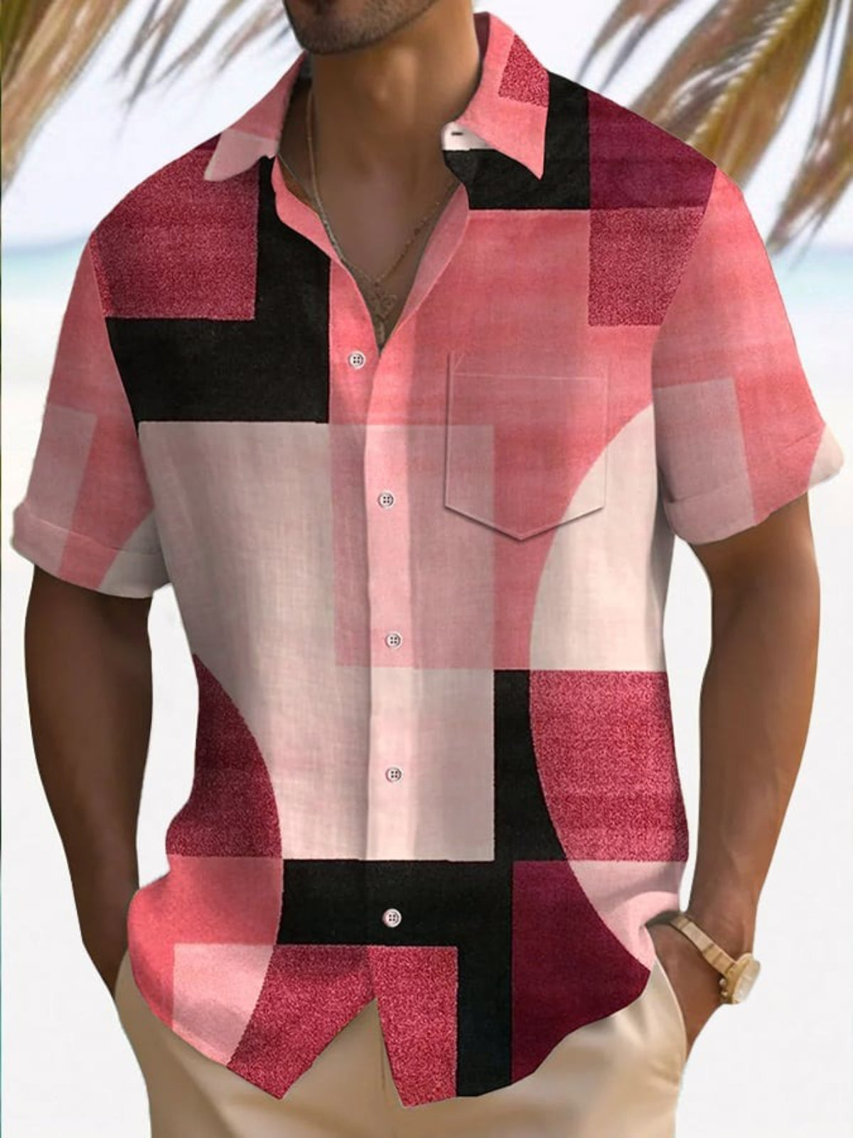 Retro Vacation Style Print Casual Shirt-Vacay Outfit