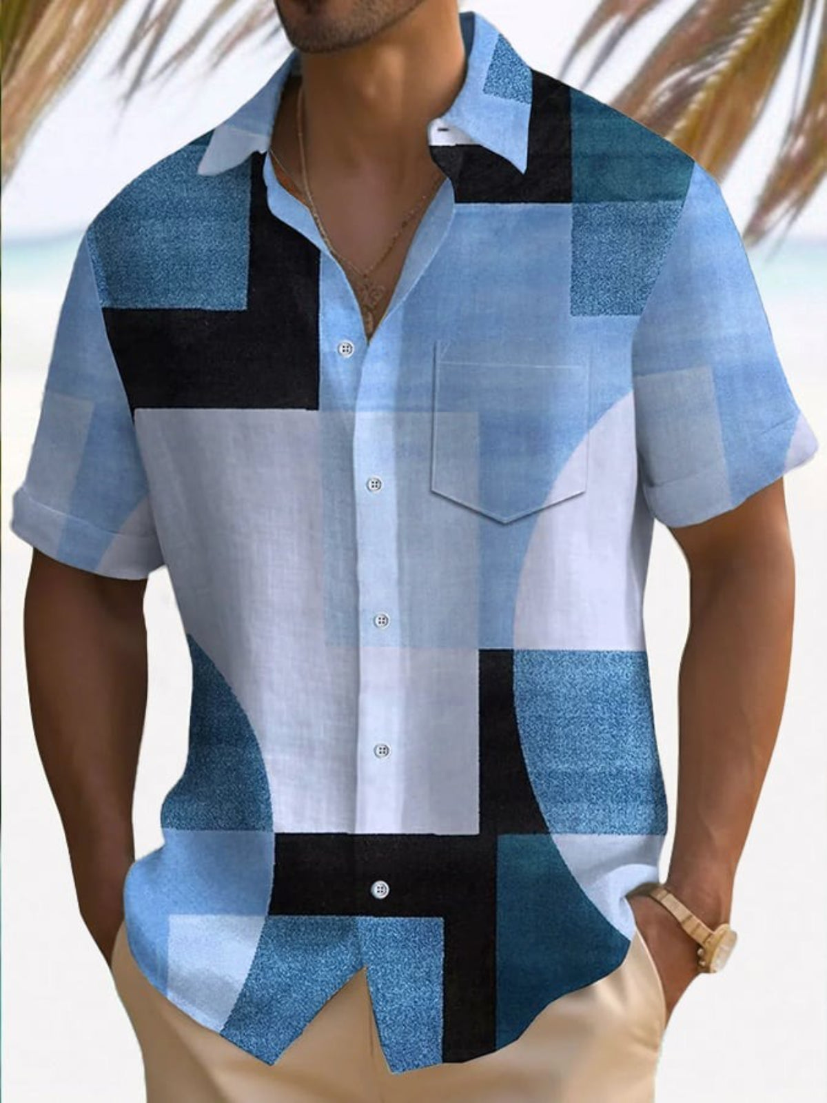 Retro Vacation Style Print Casual Shirt-Vacay Outfit