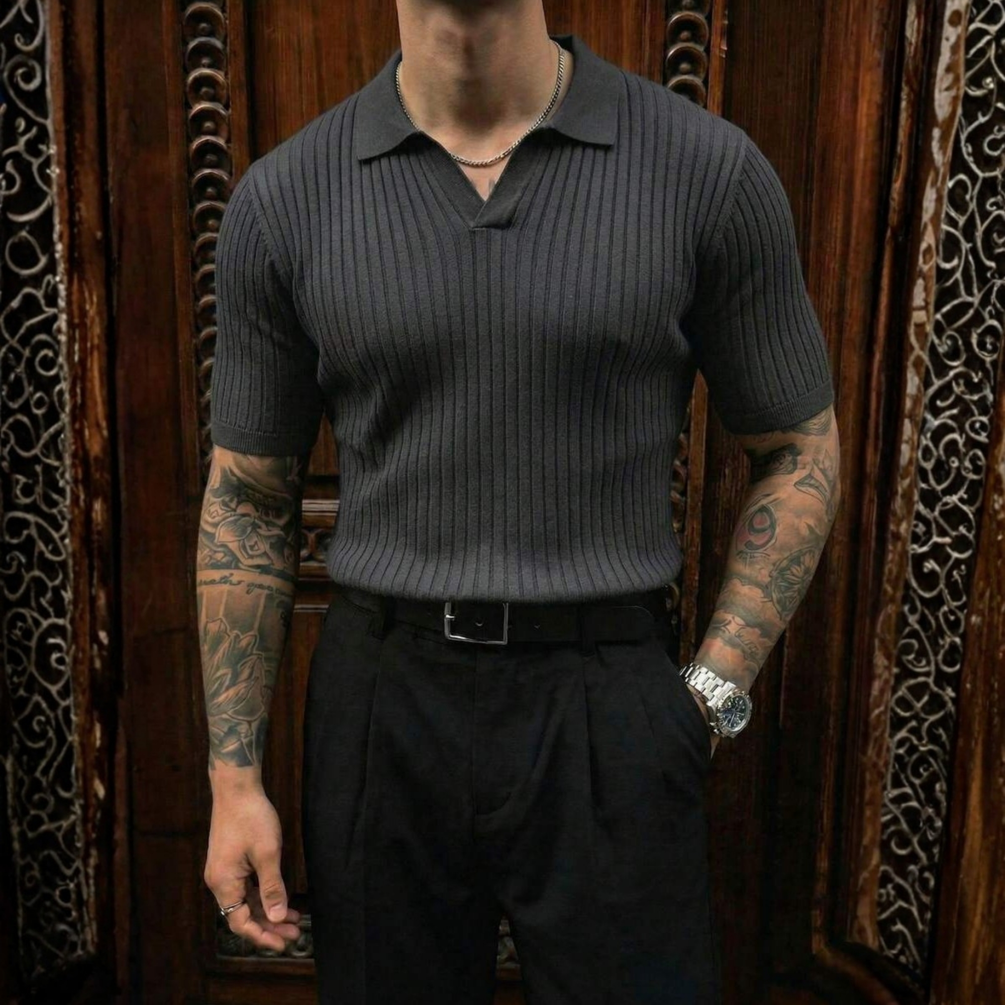 Summer Knit Collar Polo Shirt For Men