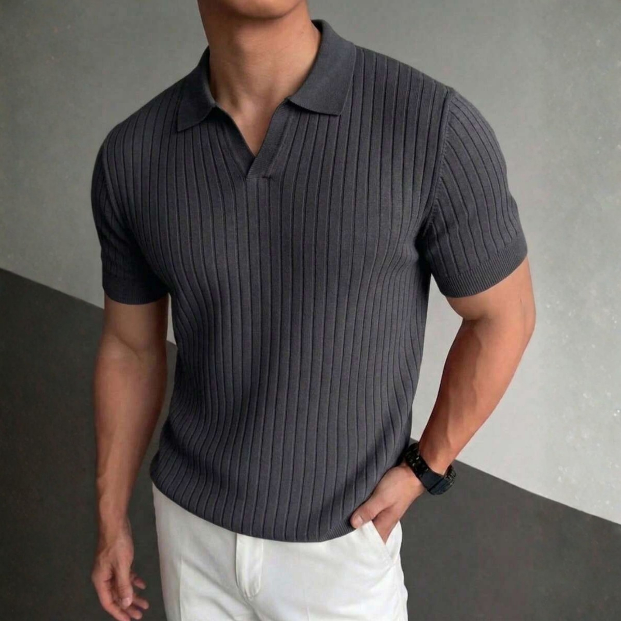 Summer Knit Collar Polo Shirt For Men