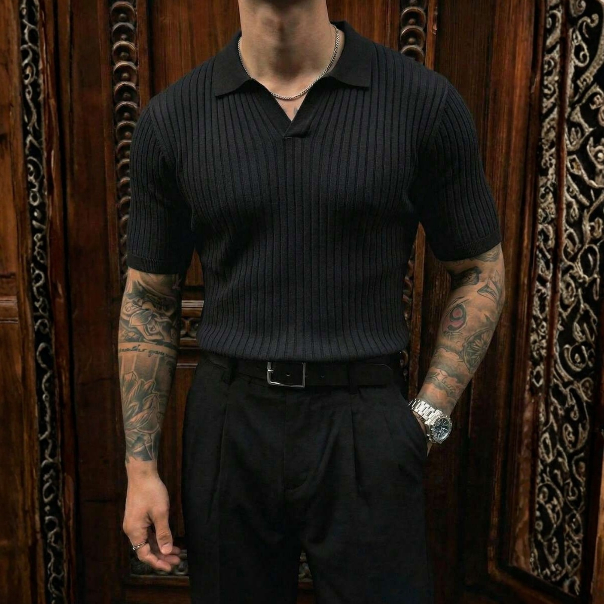 Summer Knit Collar Polo Shirt For Men
