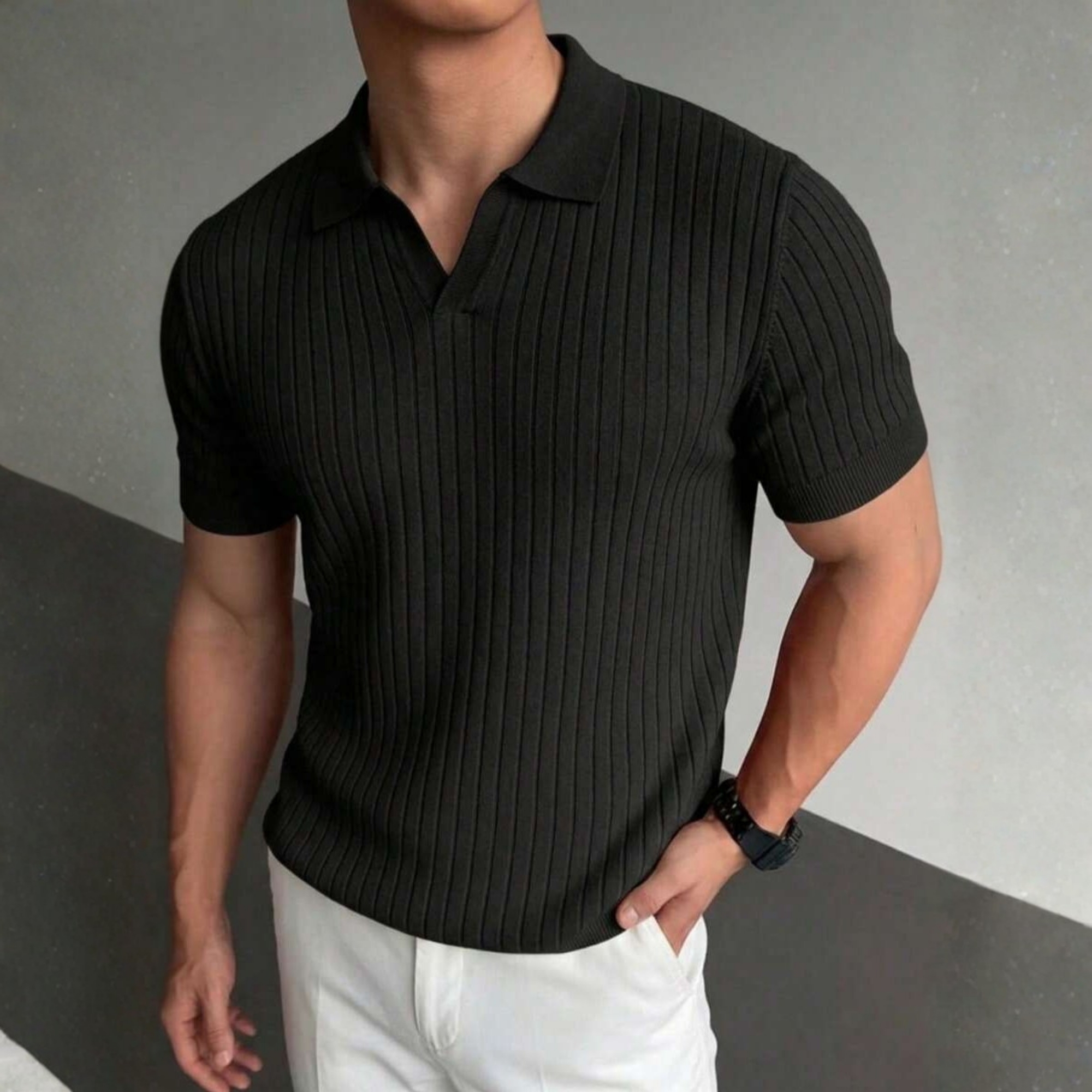 Summer Knit Collar Polo Shirt For Men