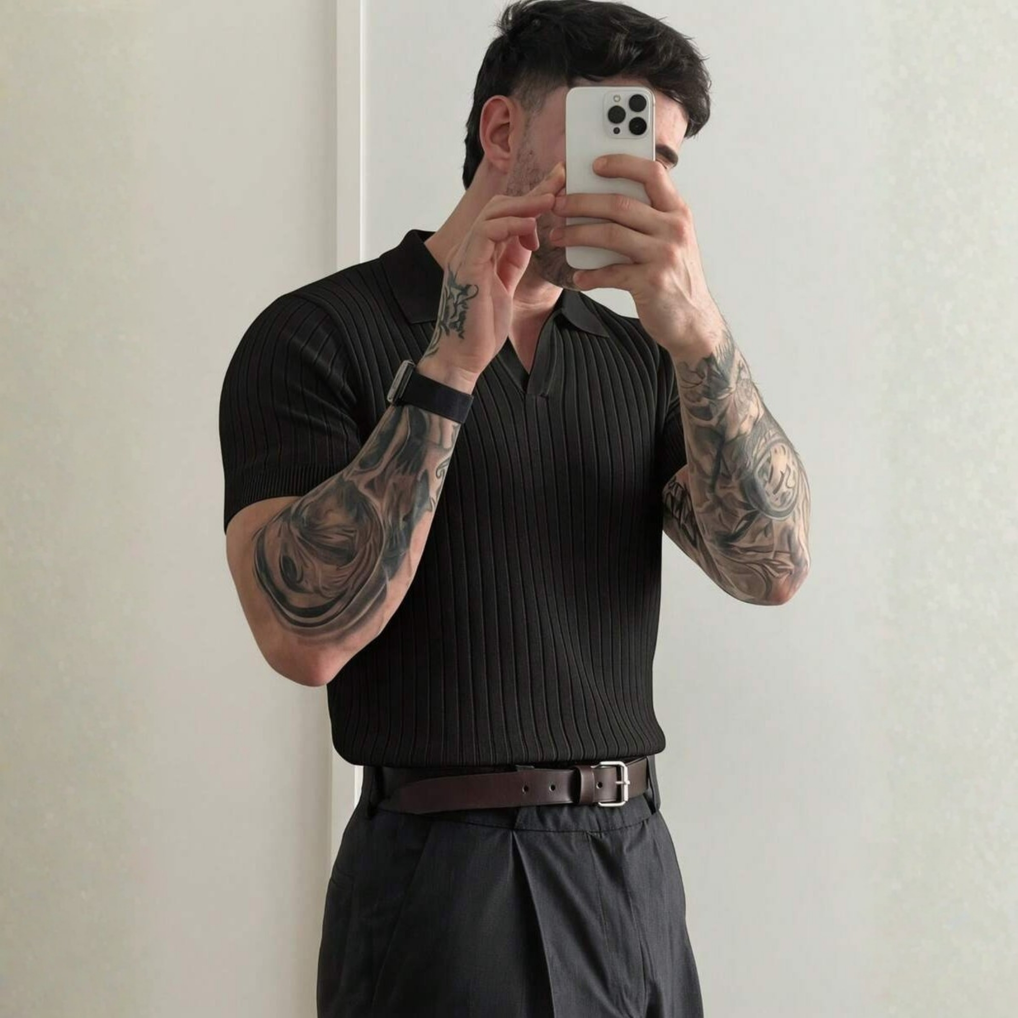 Summer Knit Collar Polo Shirt For Men