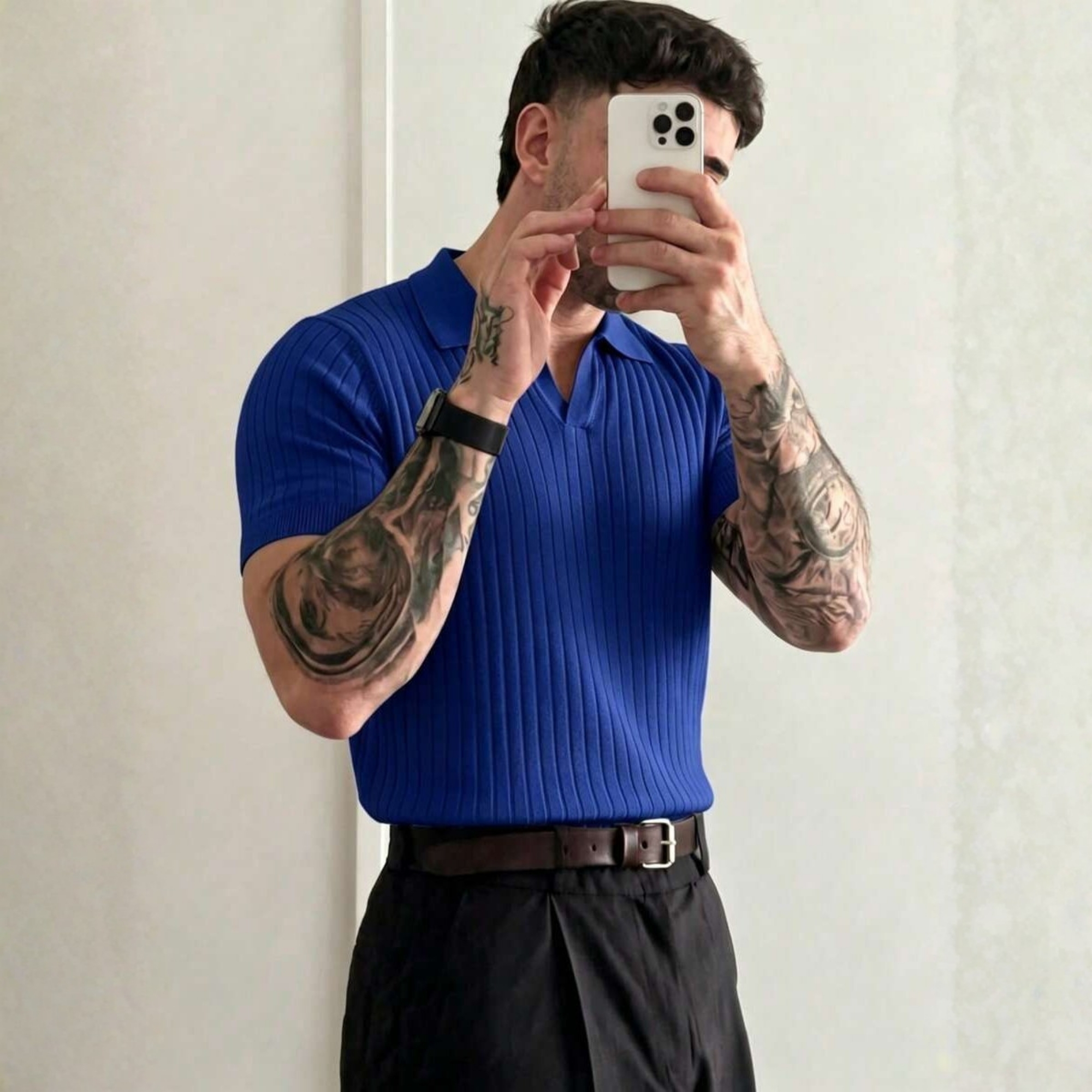 Summer Knit Collar Polo Shirt For Men