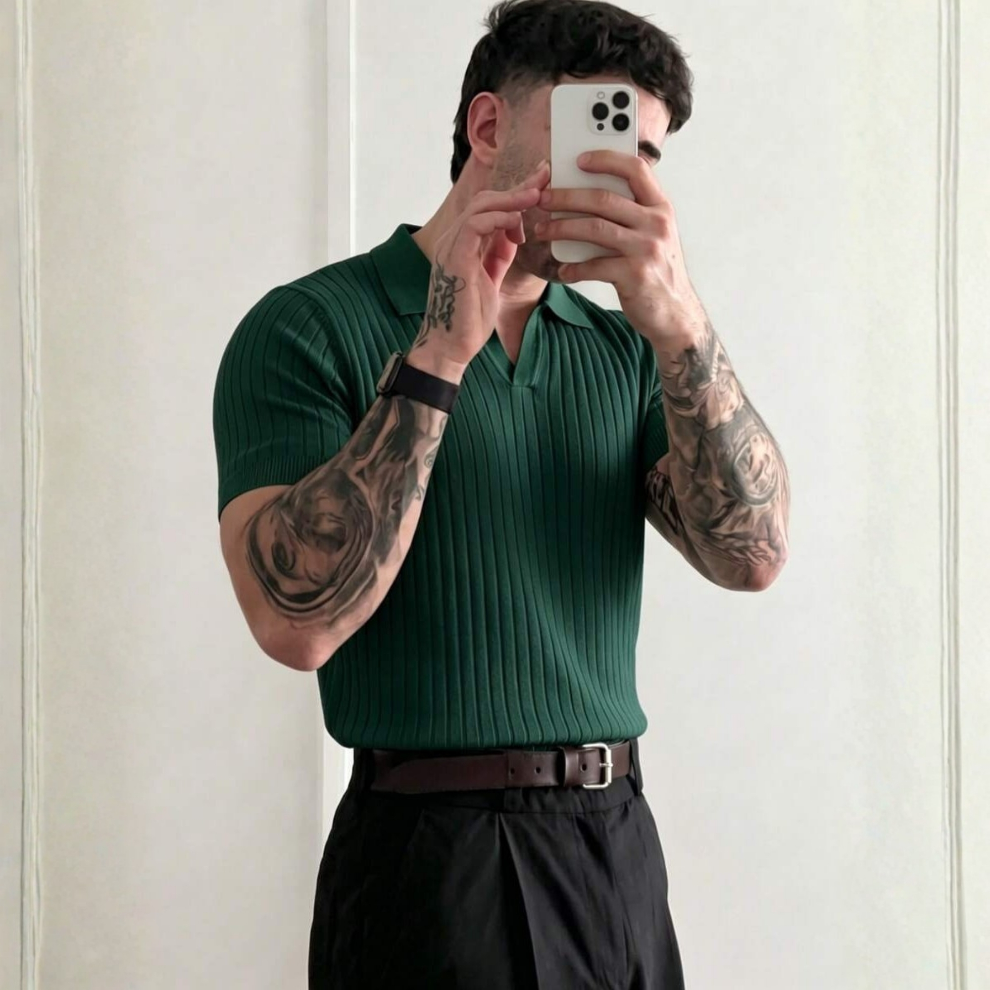 Summer Knit Collar Polo Shirt For Men