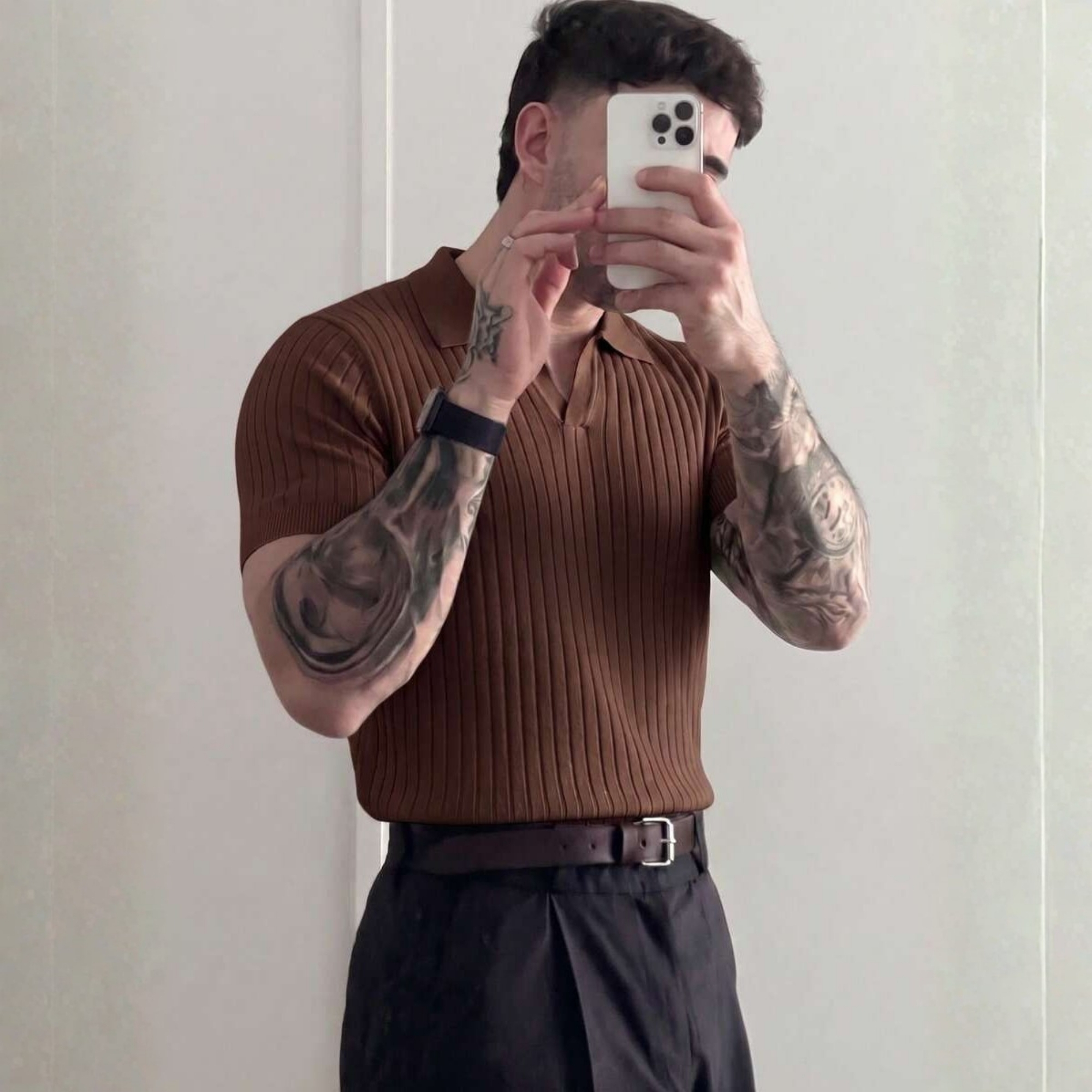 Summer Knit Collar Polo Shirt For Men