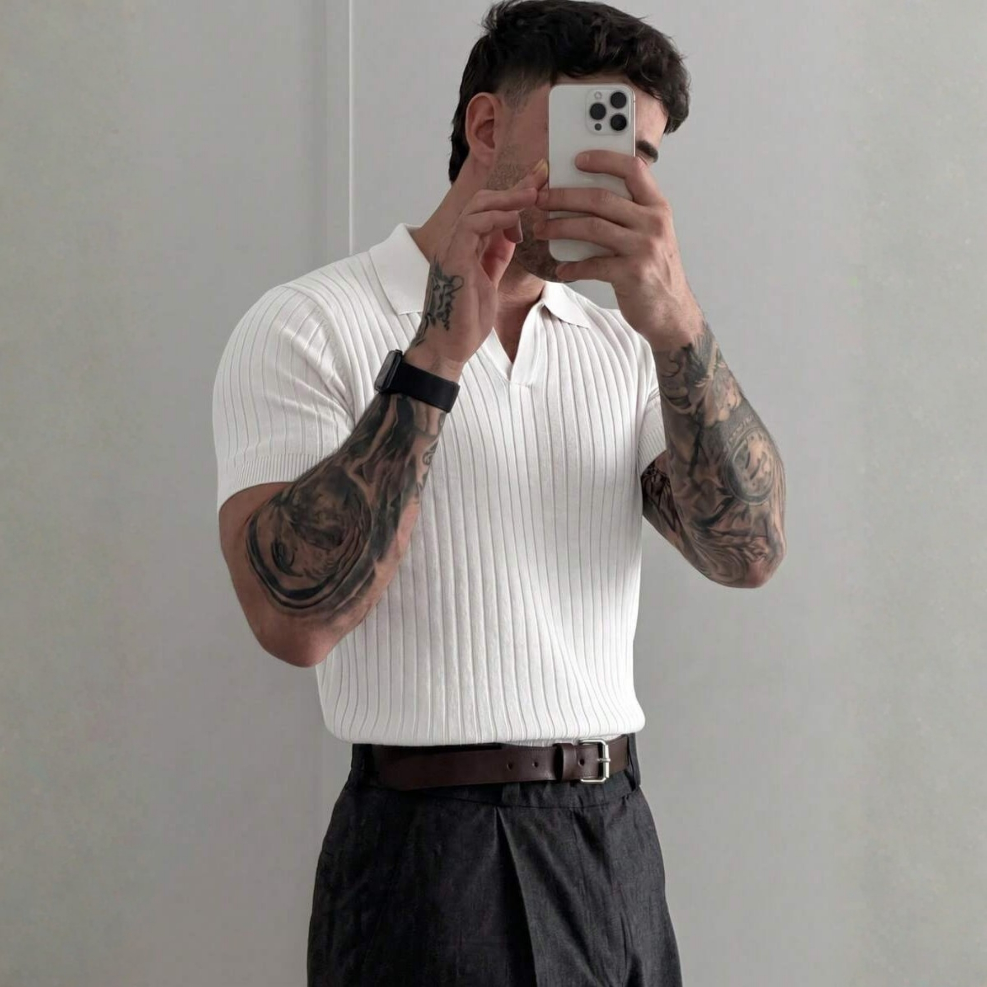 Summer Knit Collar Polo Shirt For Men