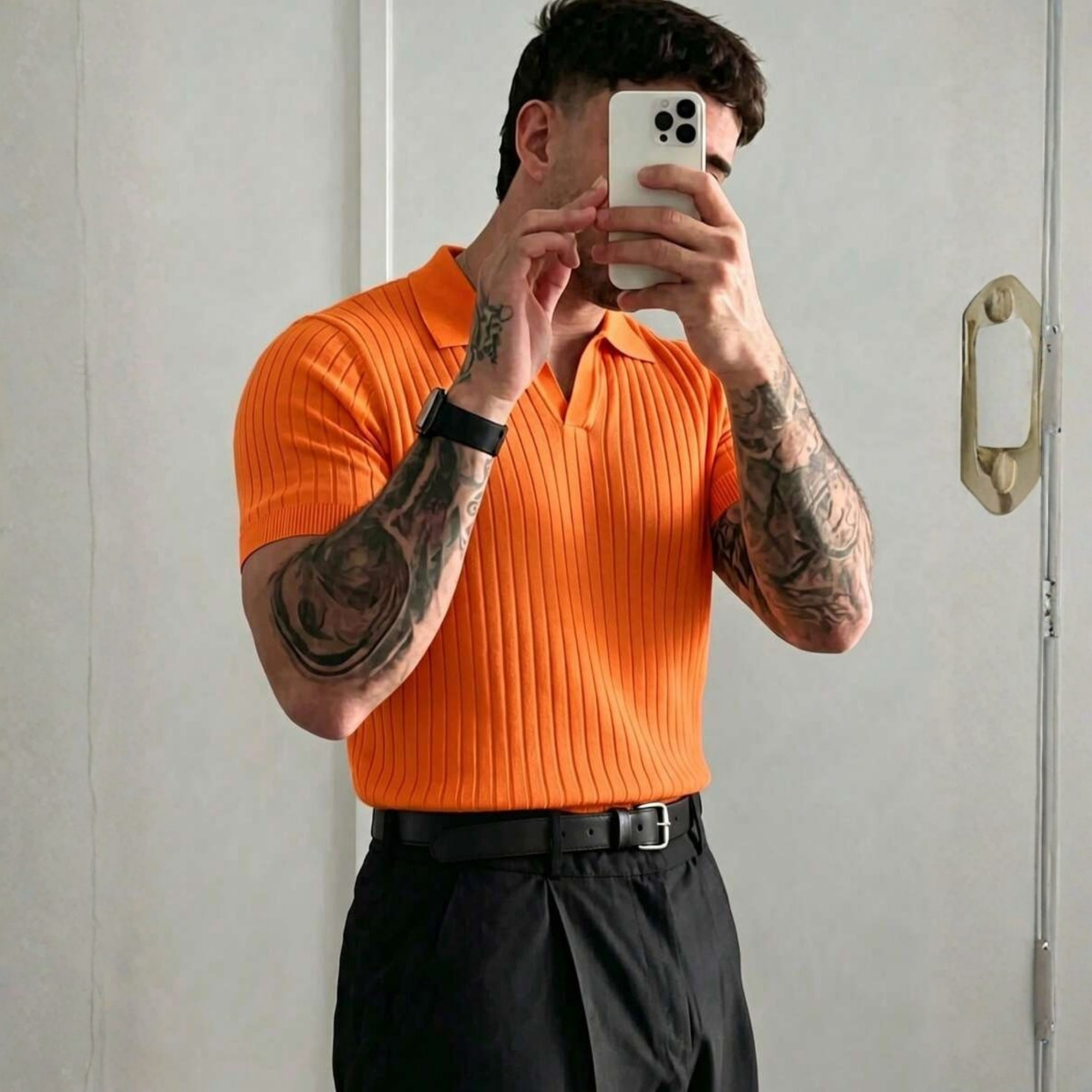 Summer Knit Collar Polo Shirt For Men