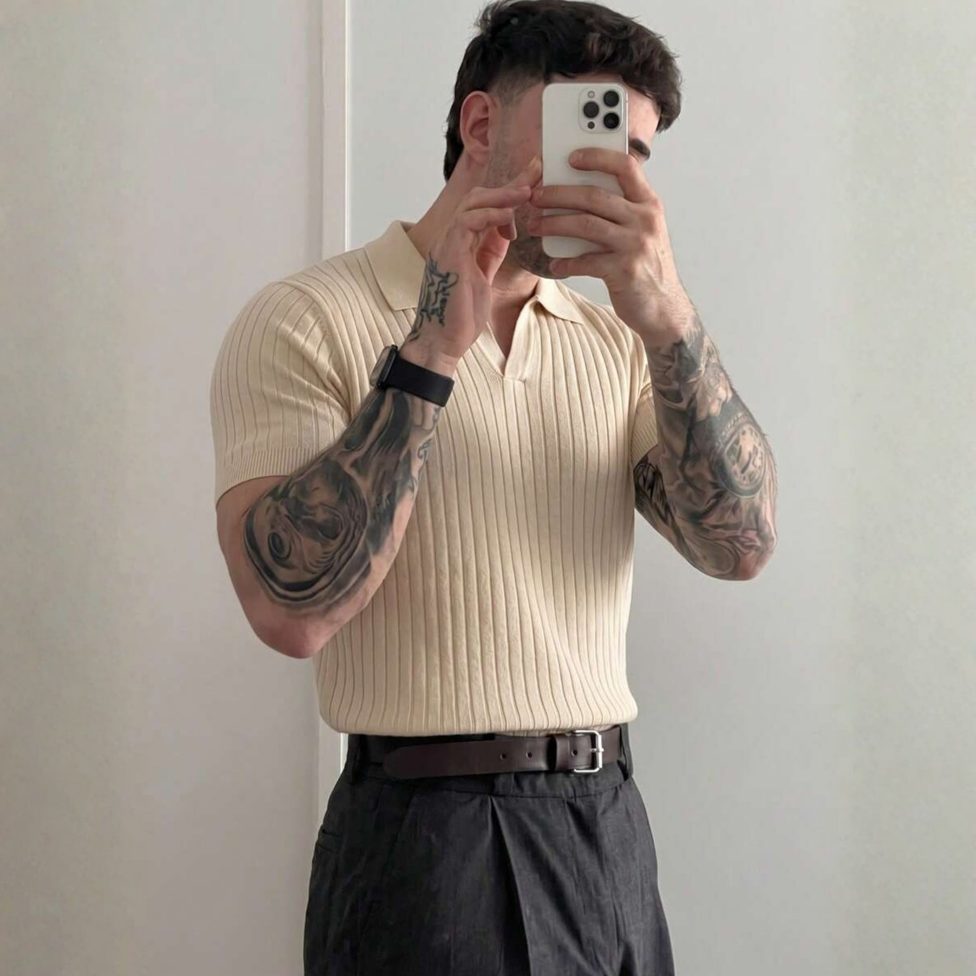 Summer Knit Collar Polo Shirt For Men