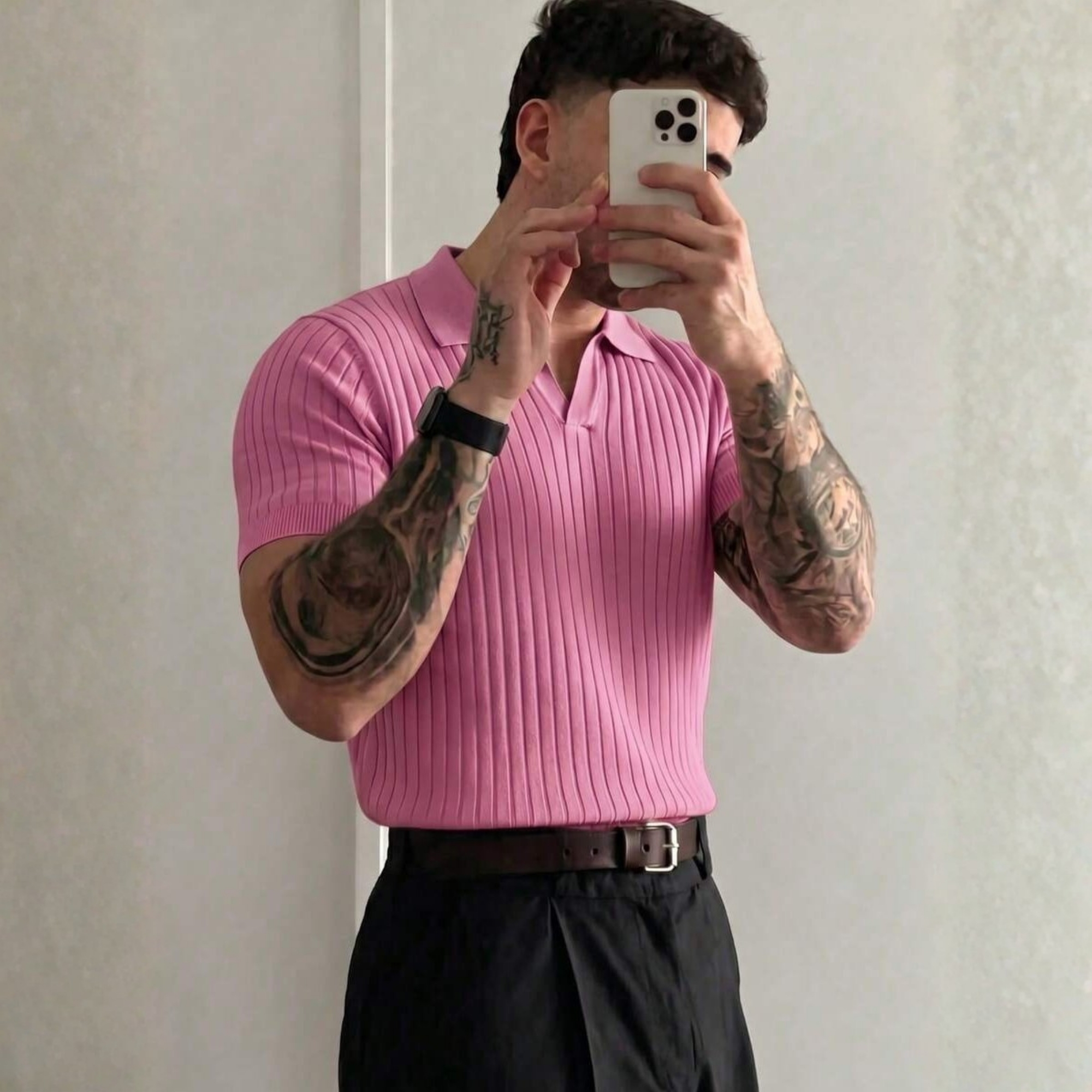 Summer Knit Collar Polo Shirt For Men
