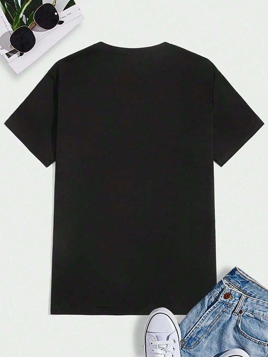 Round Collar Graphic Printed T Shirts-Vacay Outfit