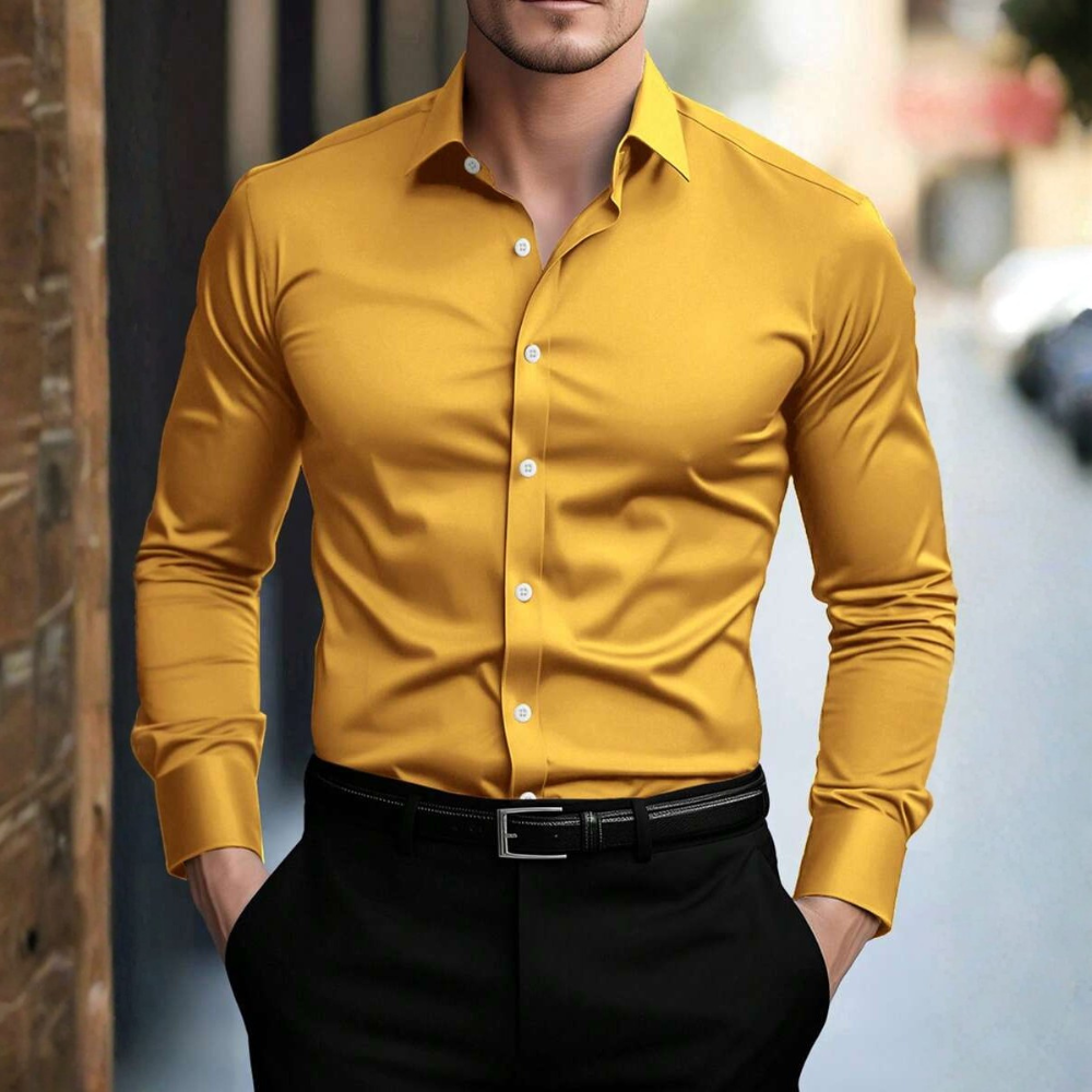 Long Sleeve Button Down Business Casual Formal Office Shirt For Men