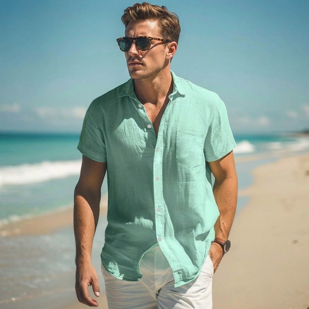 Hawaiian Beach Casual Short Sleeve Fashion Style Shirt Jacket For Men