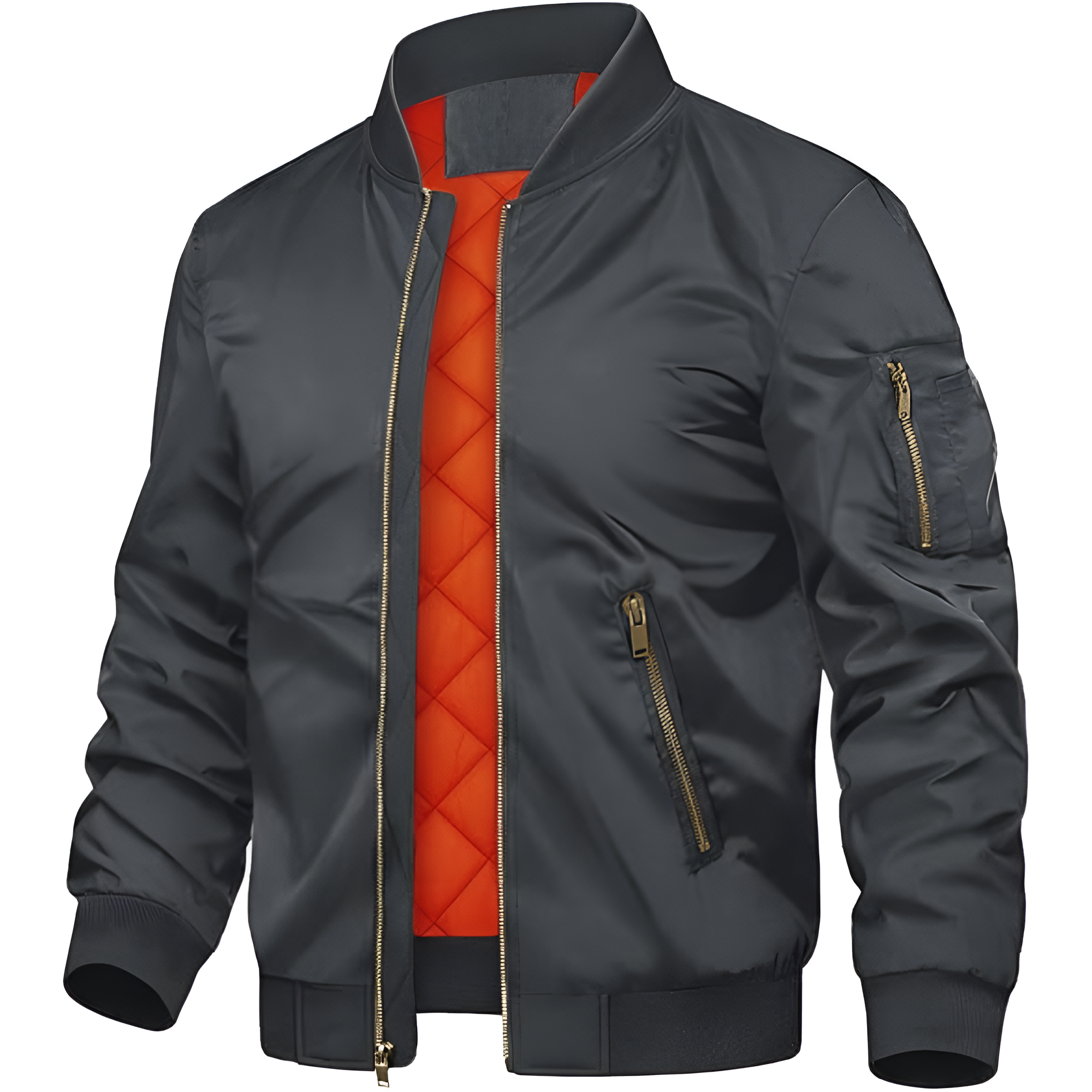 Men's Jackets-Bomber Jacket Fall Winter Warm Windbreaker Full Zip Casual Padded Coats