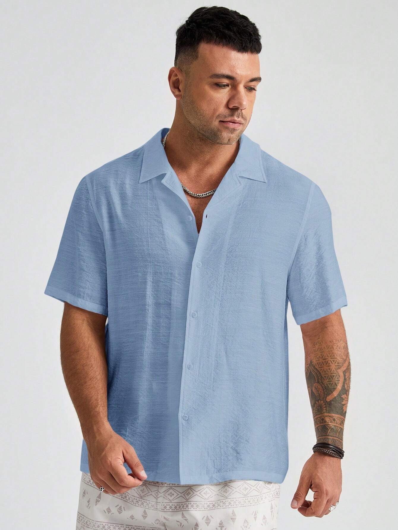 Short Sleeve Button Up Shirt-Vacay Outfit