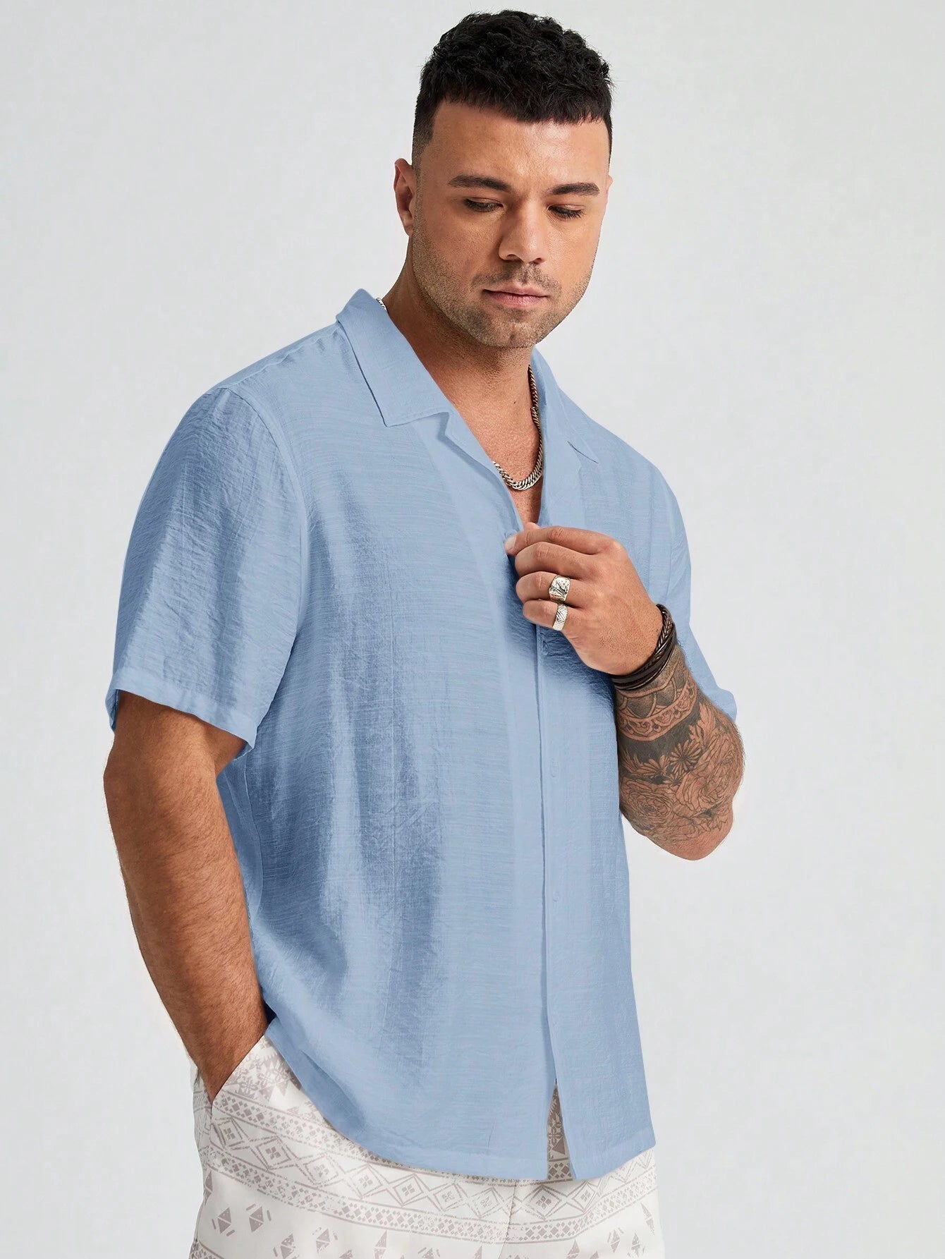 Short Sleeve Button Up Shirt-Vacay Outfit