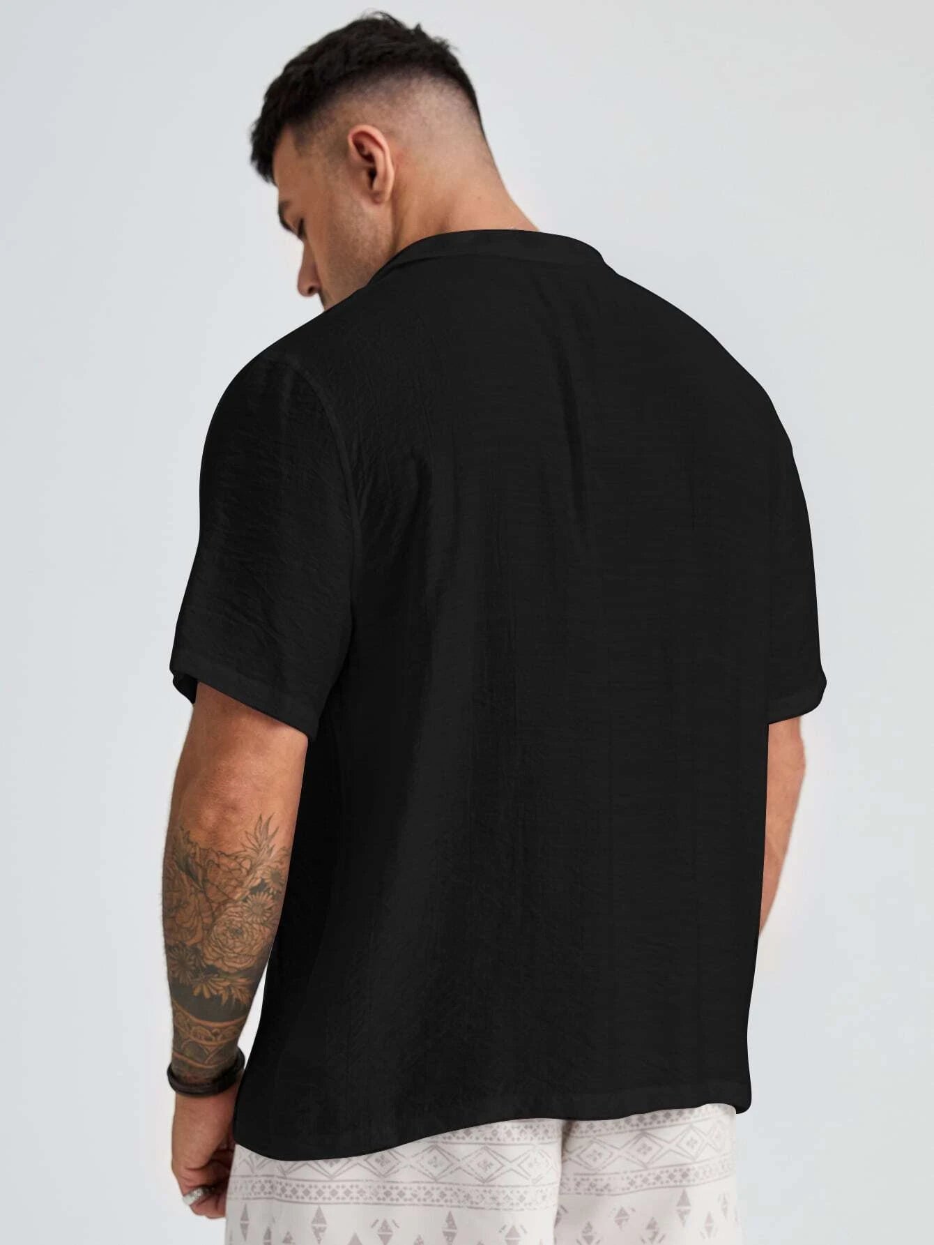 Short Sleeve Button Up Shirt-Vacay Outfit