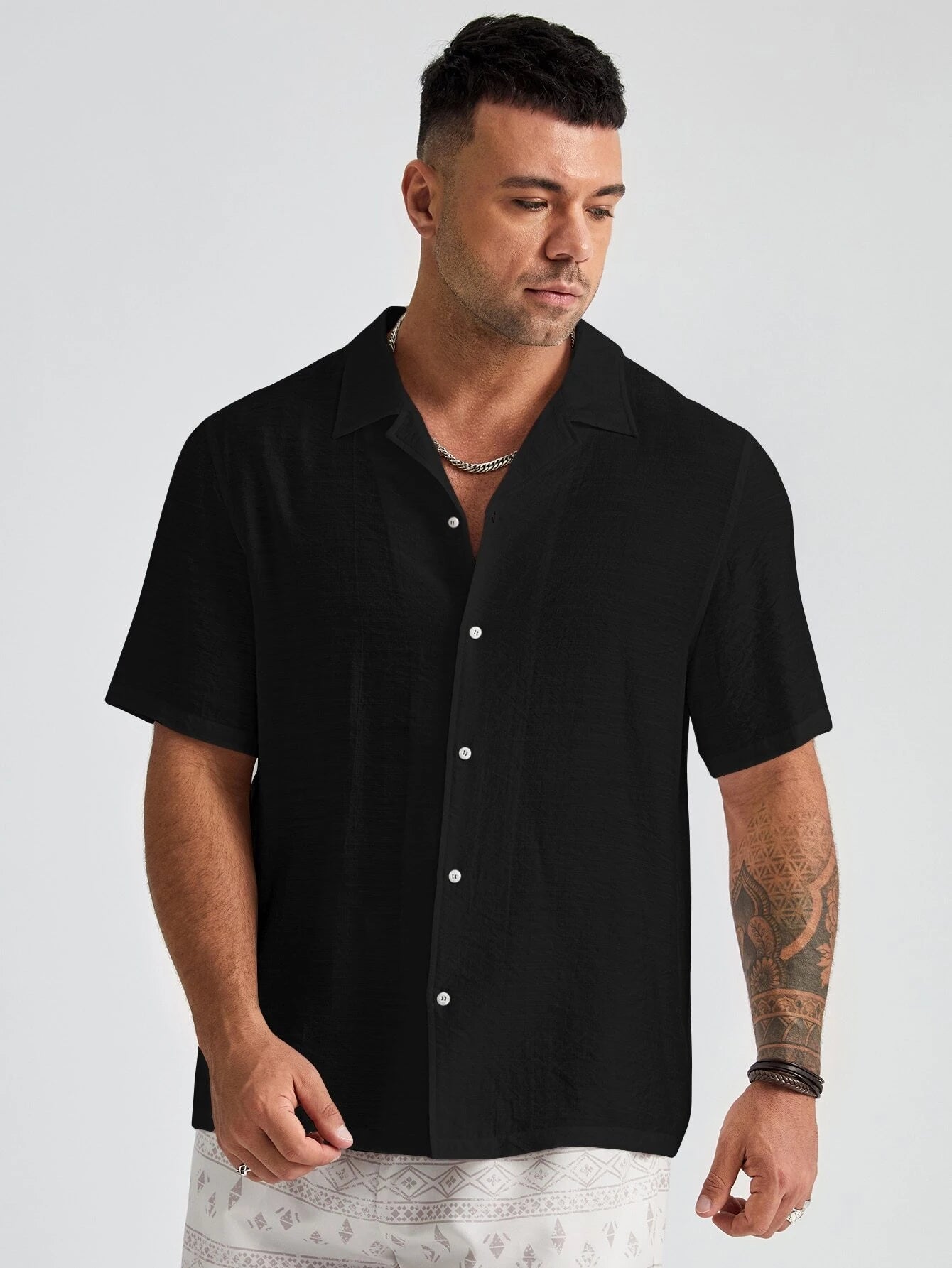 Short Sleeve Button Up Shirt-Vacay Outfit
