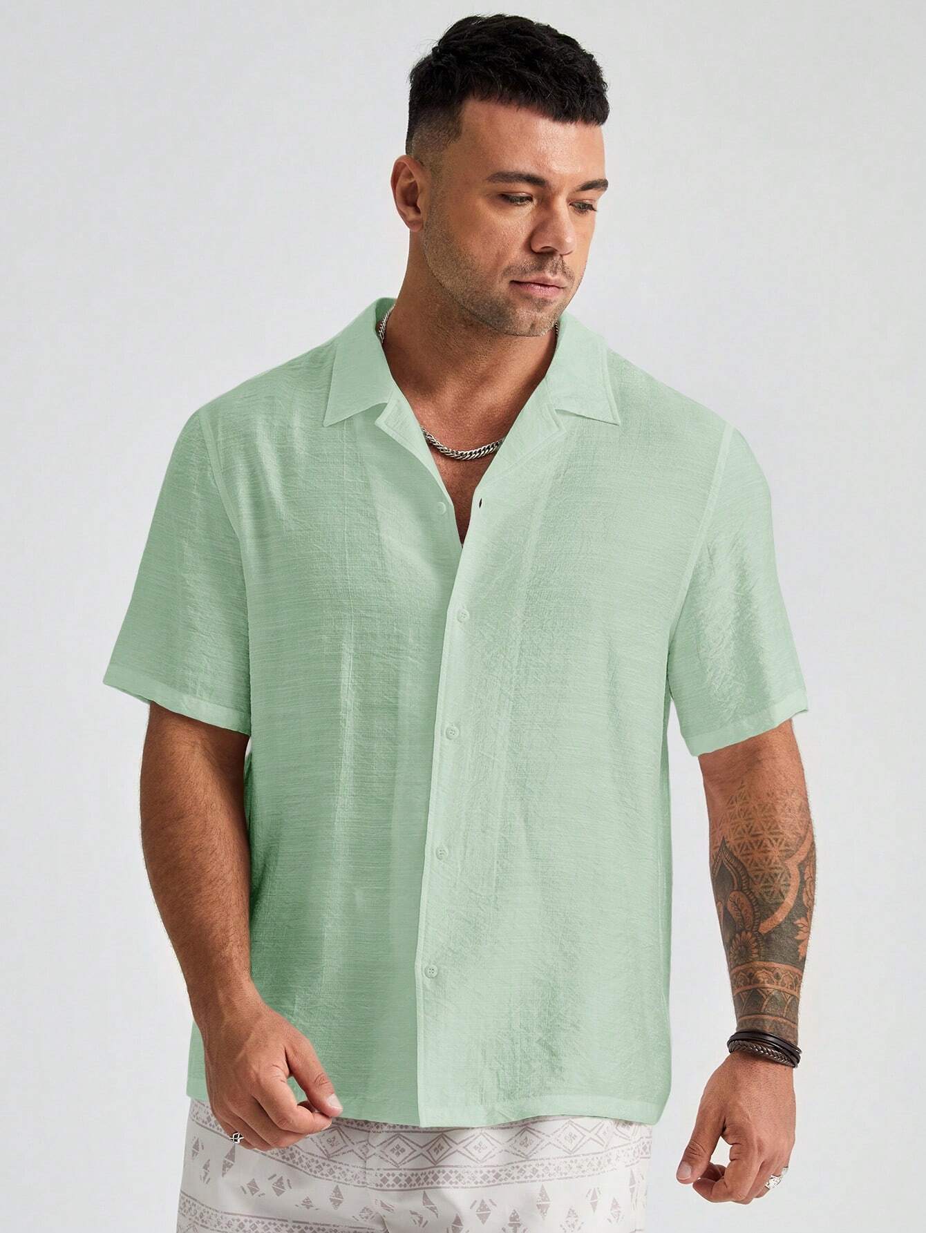 Short Sleeve Button Up Shirt-Vacay Outfit