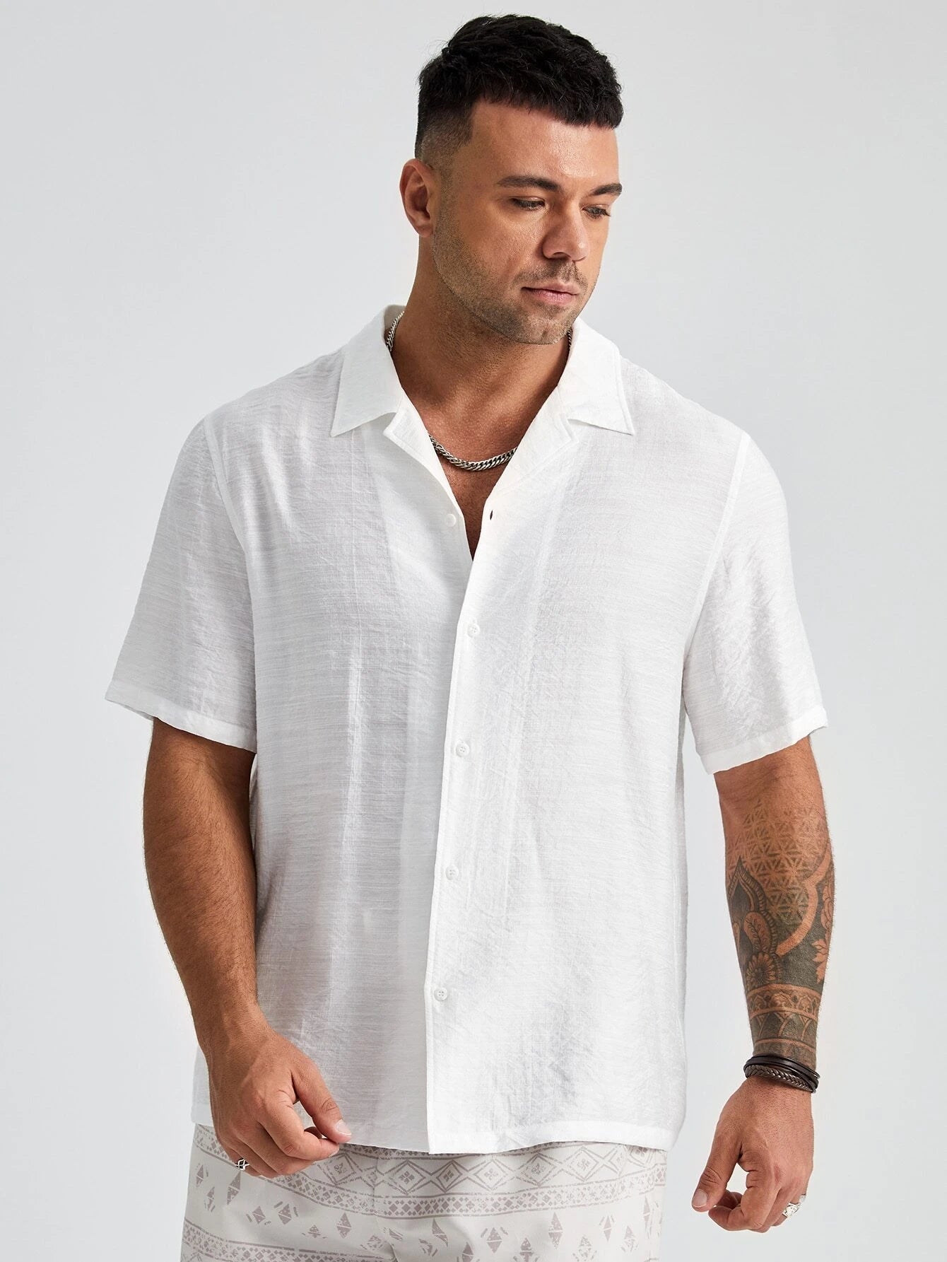 Short Sleeve Button Up Shirt-Vacay Outfit