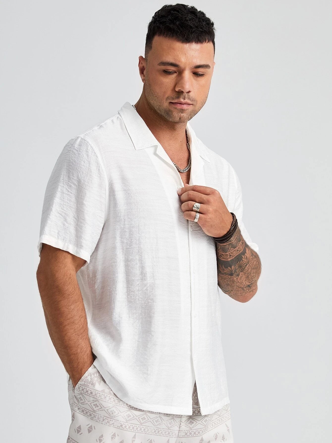 Short Sleeve Button Up Shirt-Vacay Outfit