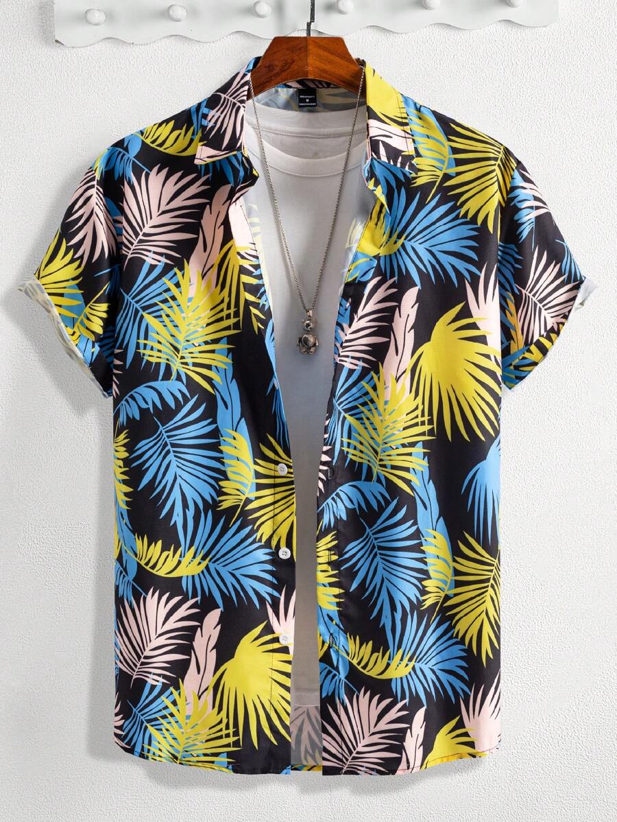 Short Sleeve Tropical Print Shirts-Vacay Outfit