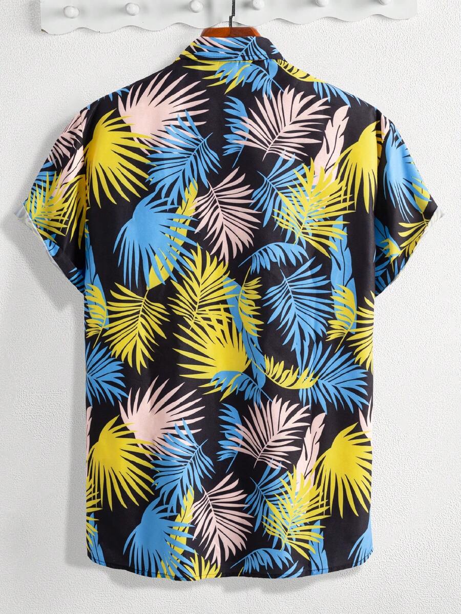Short Sleeve Tropical Print Shirts-Vacay Outfit