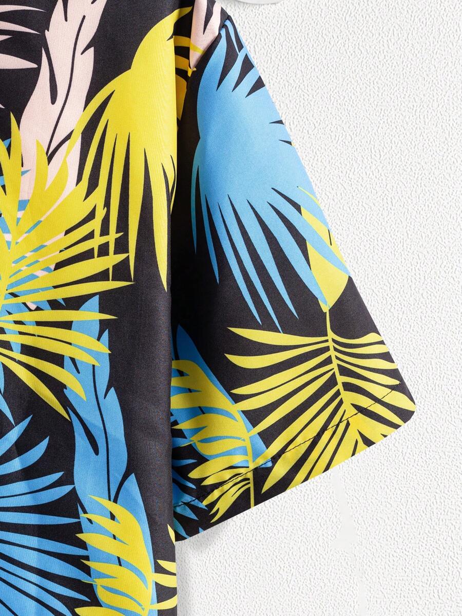 Short Sleeve Tropical Print Shirts-Vacay Outfit
