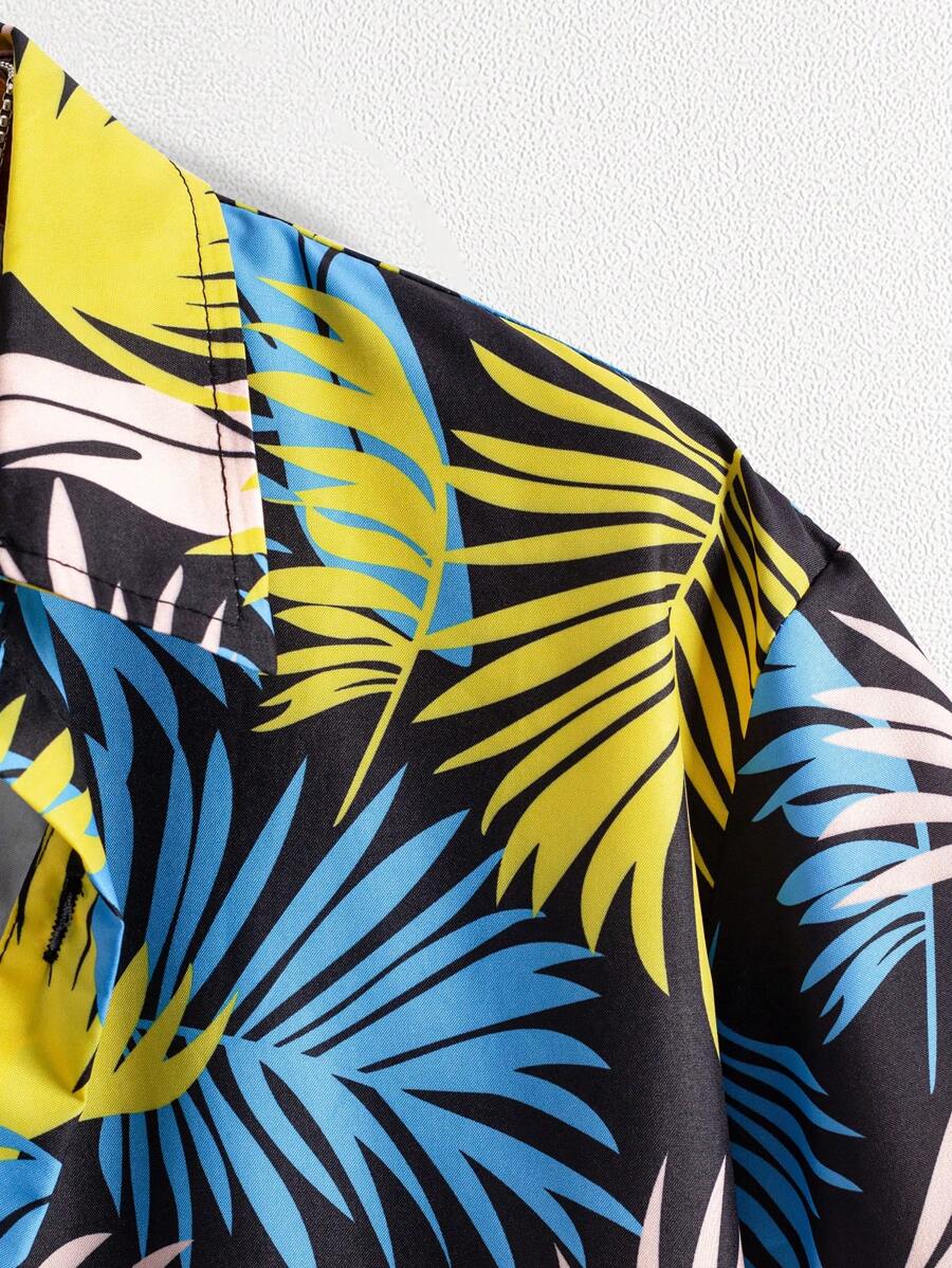 Short Sleeve Tropical Print Shirts-Vacay Outfit