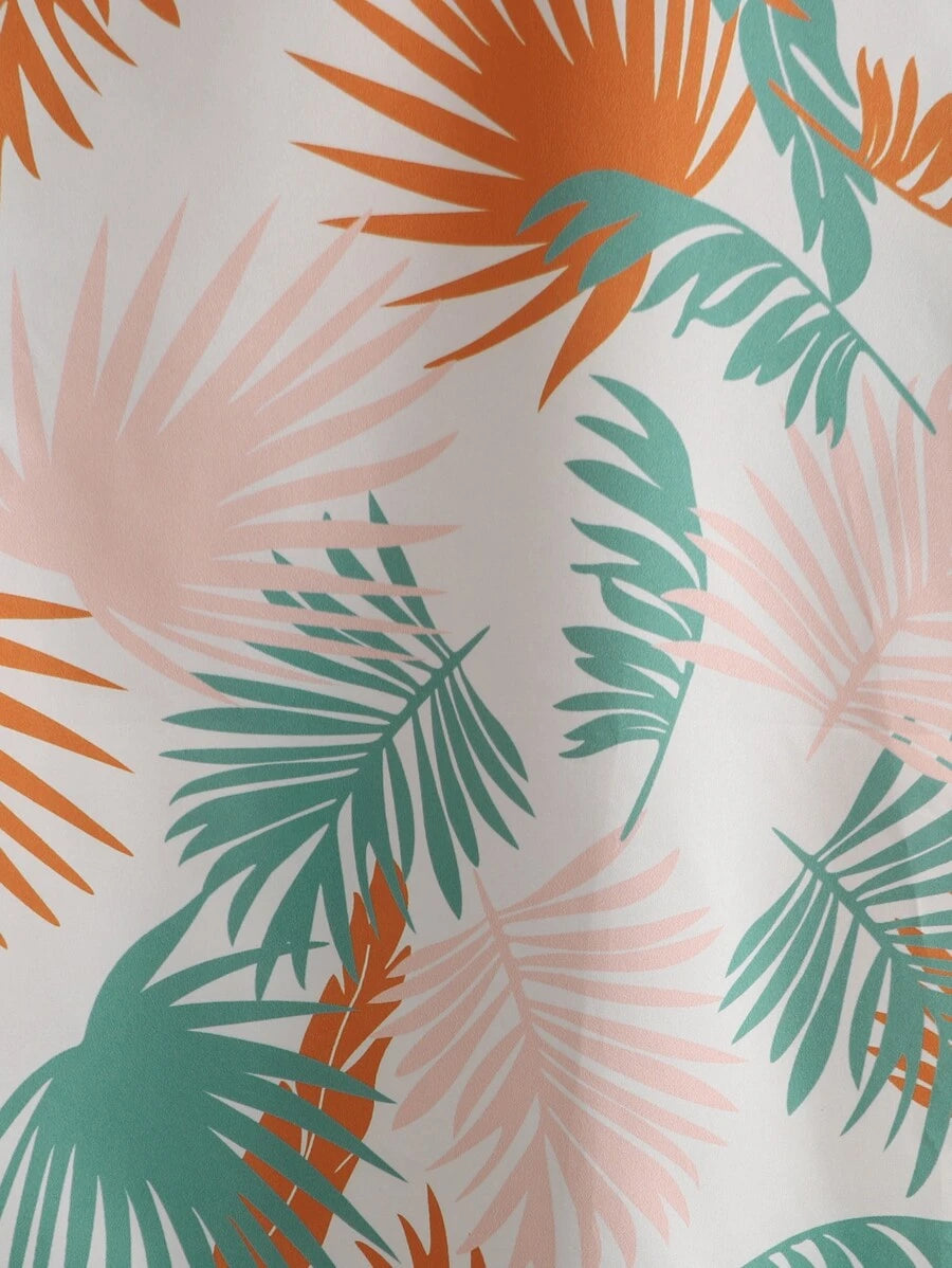 Short Sleeve Tropical Print Shirts-Vacay Outfit