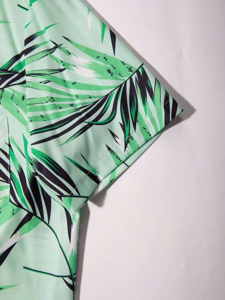 Short Sleeve Tropical Printed Shirts-Vacay Outfit