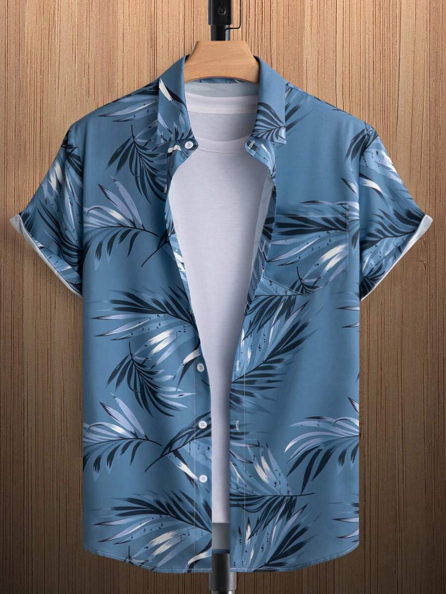 Short Sleeve Tropical Printed Shirts-Vacay Outfit