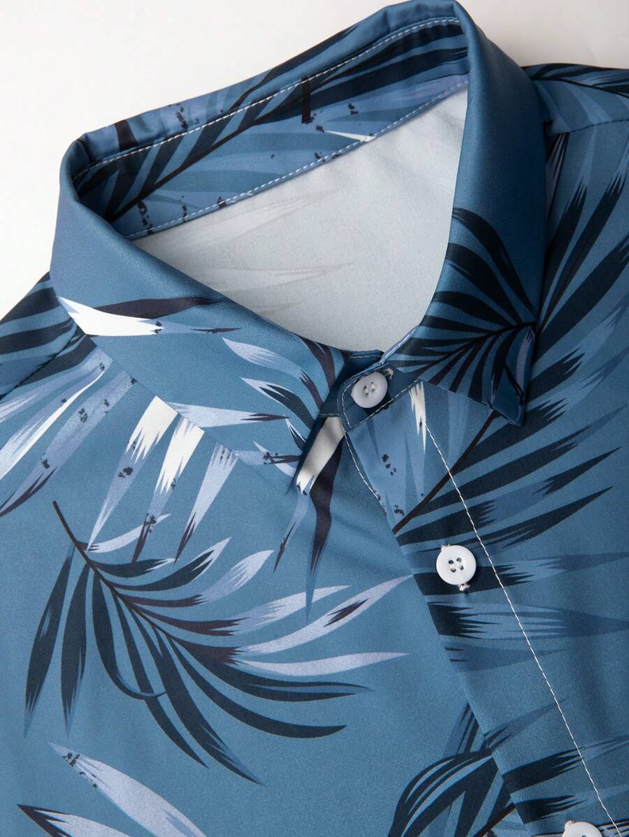 Short Sleeve Tropical Printed Shirts-Vacay Outfit