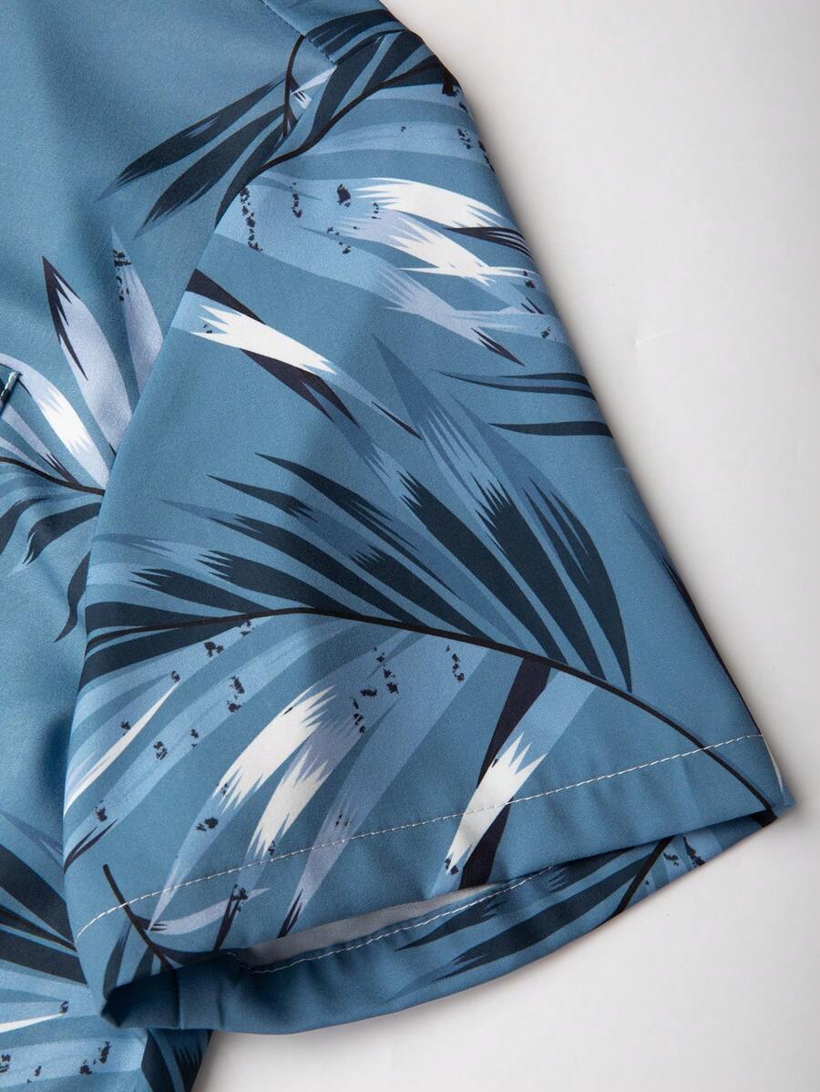 Short Sleeve Tropical Printed Shirts-Vacay Outfit