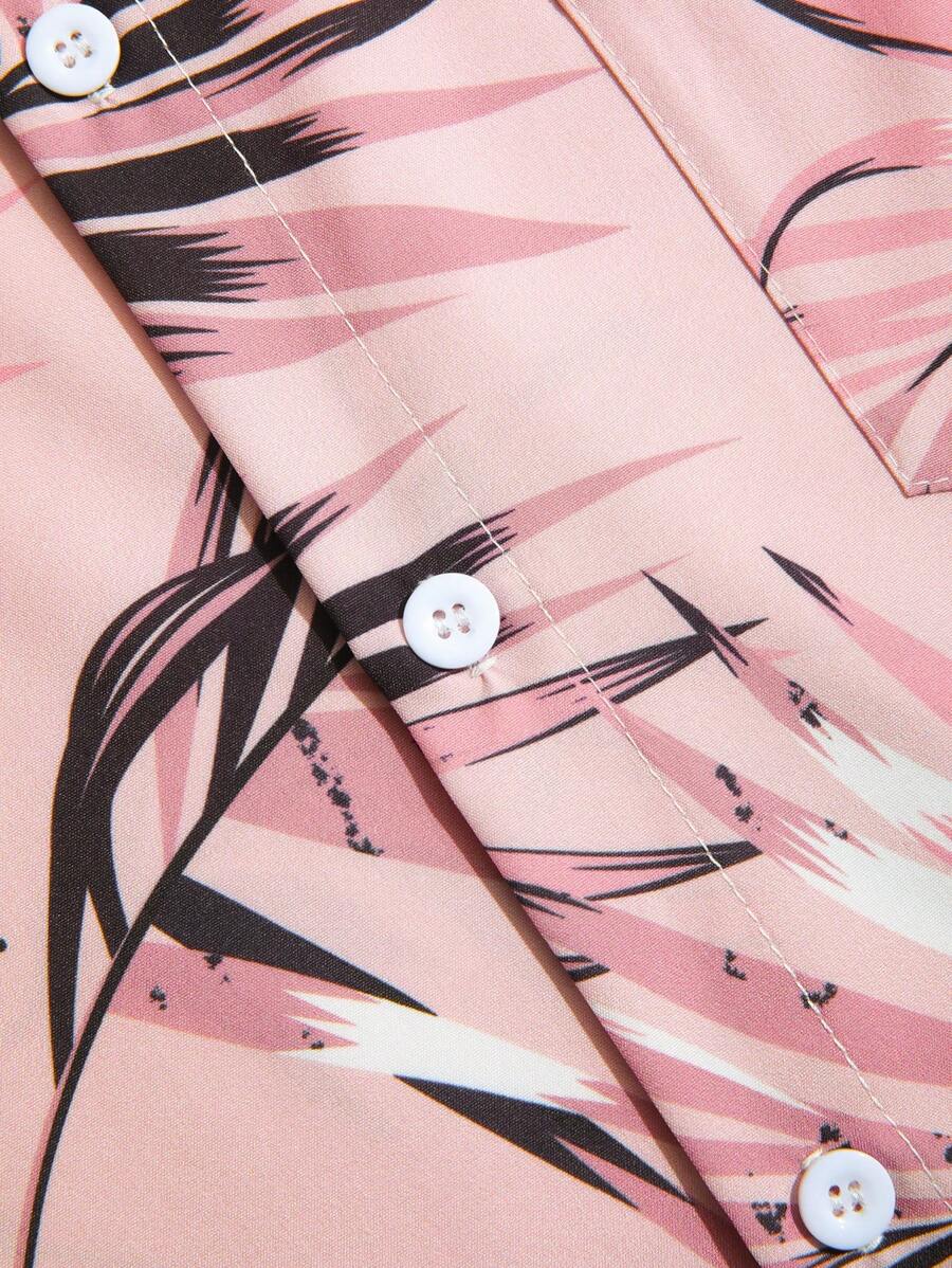 Short Sleeve Tropical Printed Shirts-Vacay Outfit