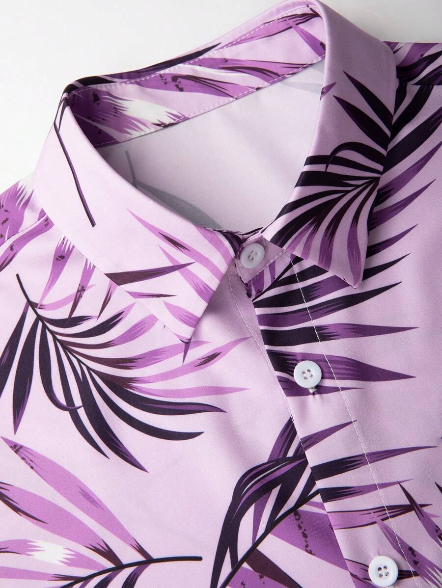 Short Sleeve Tropical Printed Shirts-Vacay Outfit