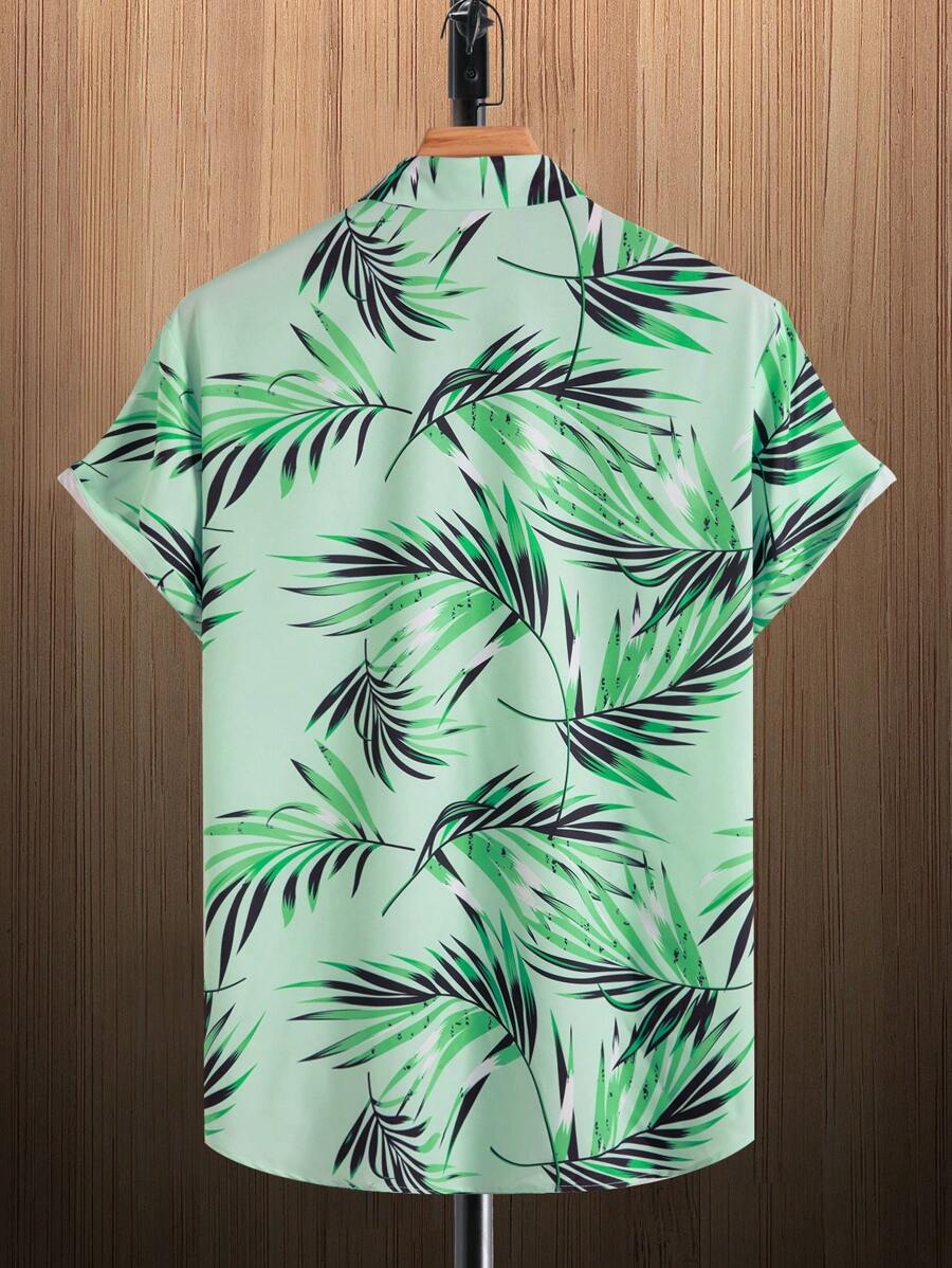 Short Sleeve Tropical Printed Shirts-Vacay Outfit