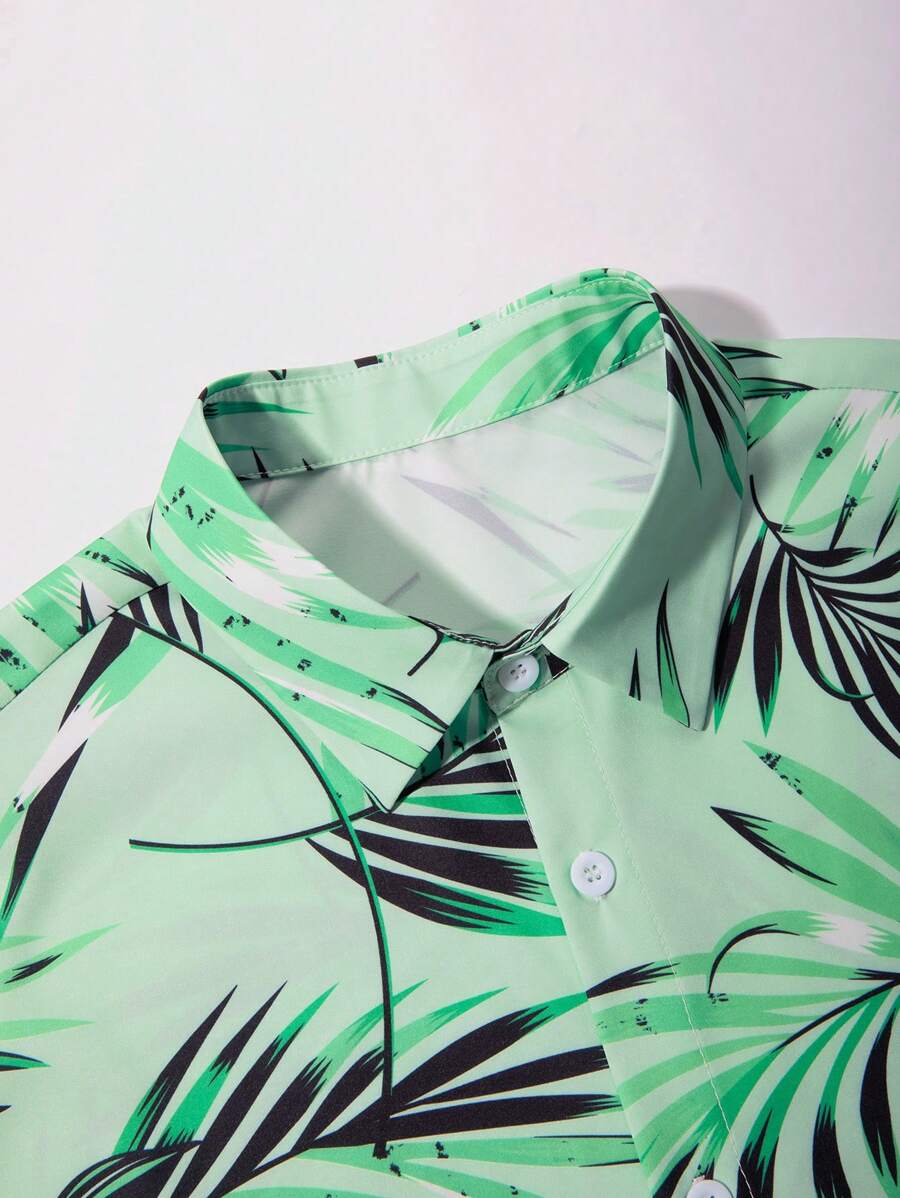 Short Sleeve Tropical Printed Shirts-Vacay Outfit