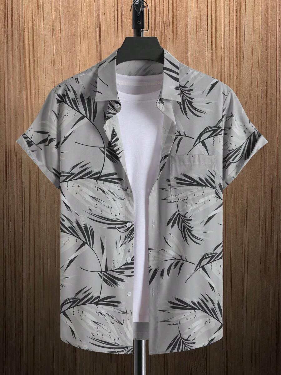 Short Sleeve Tropical Printed Shirts-Vacay Outfit