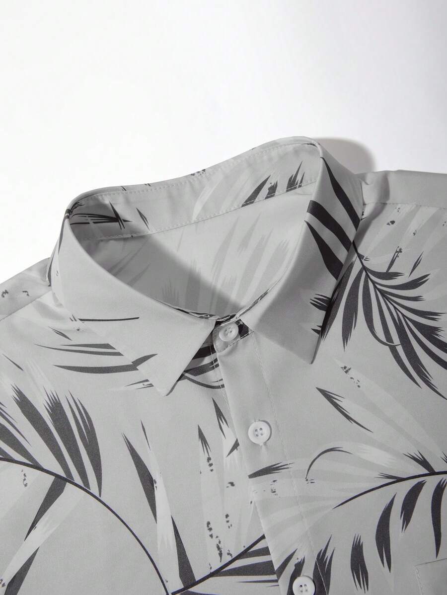 Short Sleeve Tropical Printed Shirts-Vacay Outfit