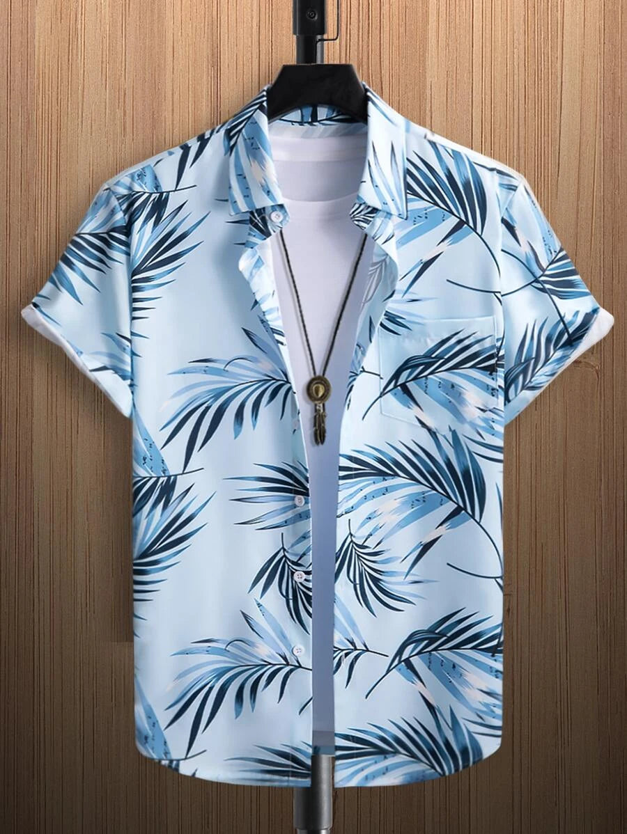 Short Sleeve Tropical Printed Shirts-Vacay Outfit