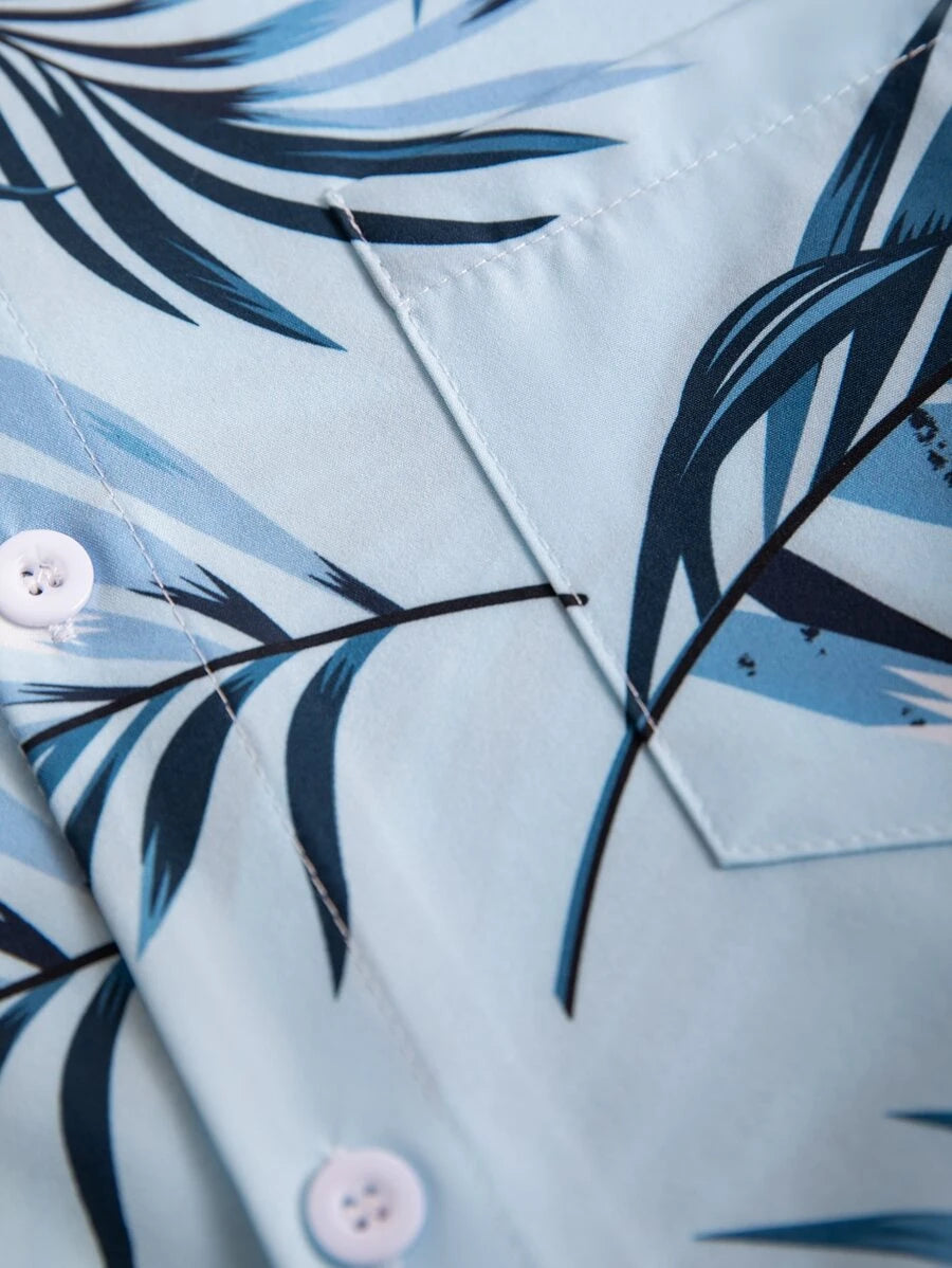 Short Sleeve Tropical Printed Shirts-Vacay Outfit