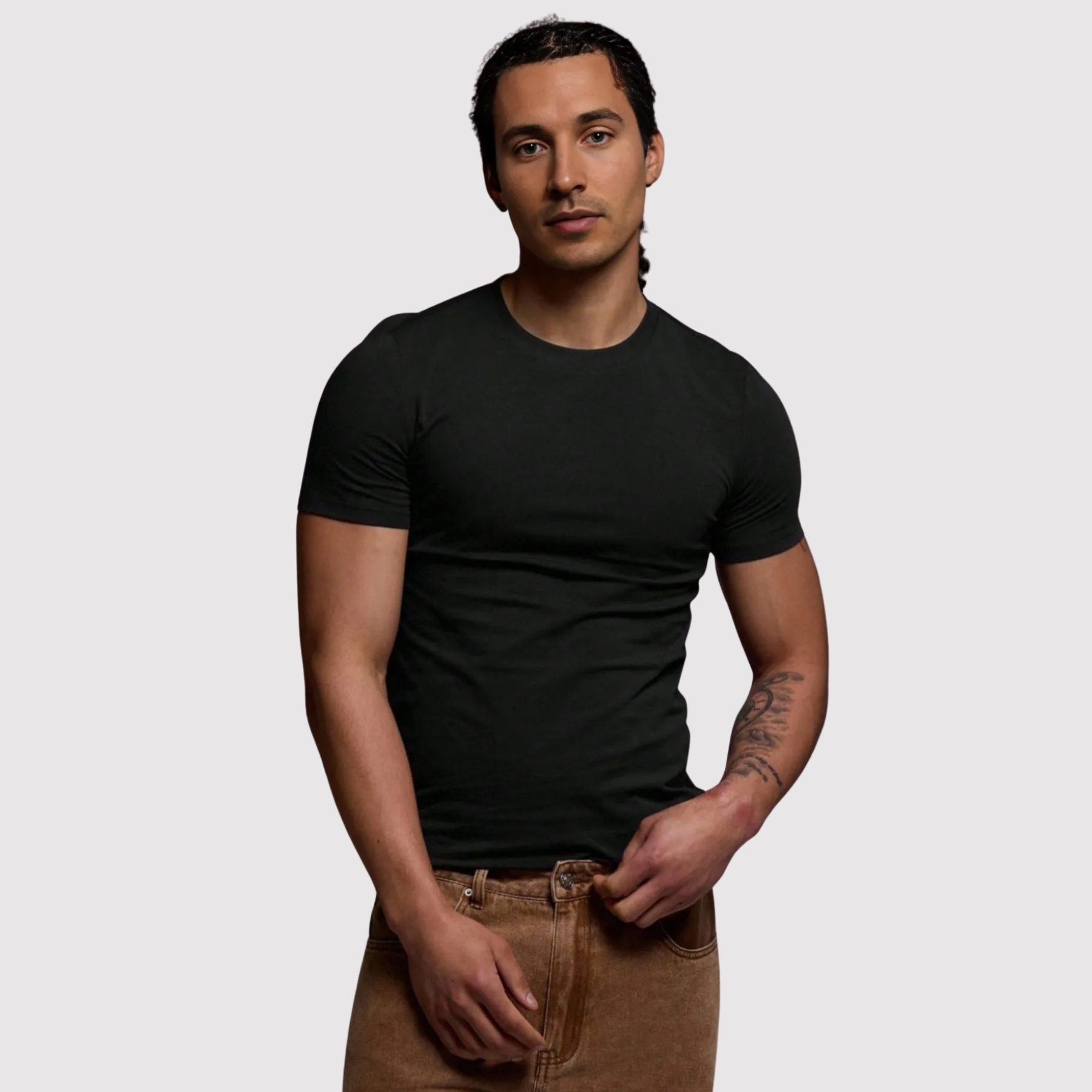 Smooth Knit Short Sleeve Crew T Shirt For Men